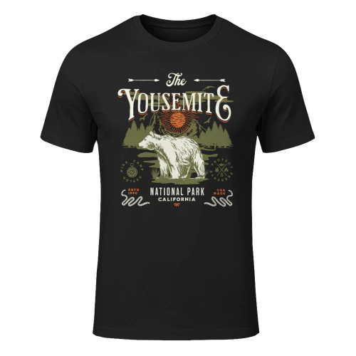 Vintage Yosemite California Mountains T-Shirt – Rock Climbing & Camping Graphic Tee