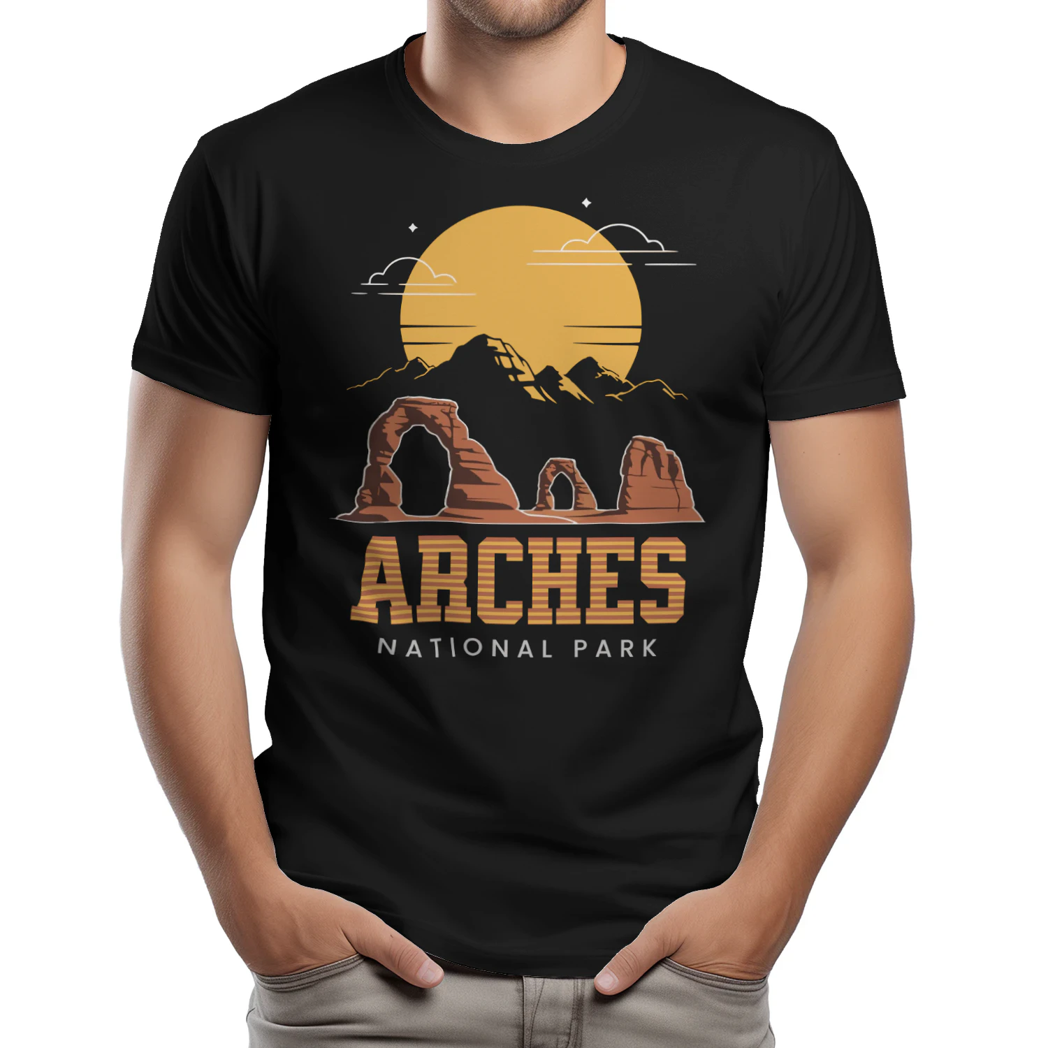 Vintage Arches National Park Landscape Graphic