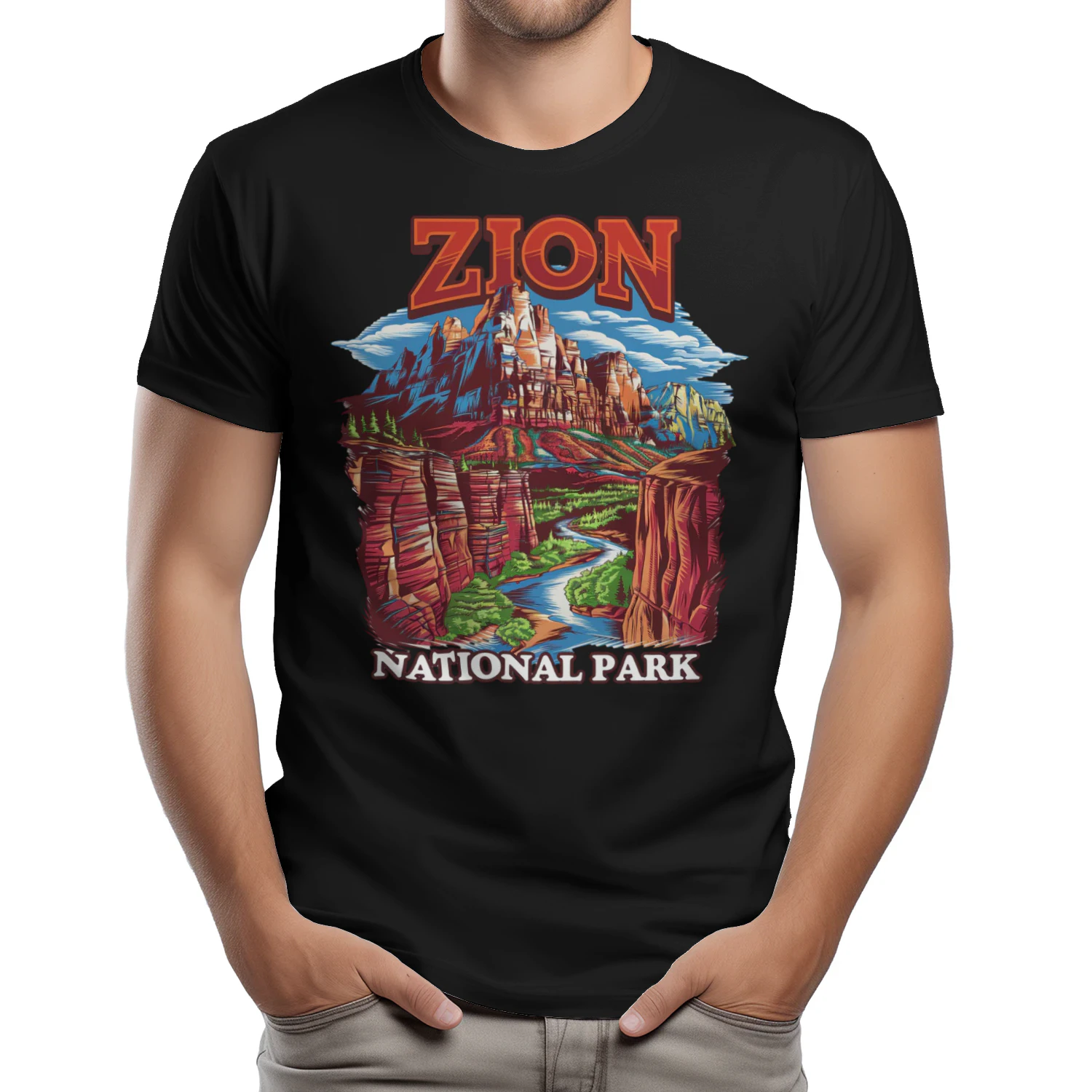 Zion National Park Utah Graphic Tee  Vintage Red Rock Canyon & Narrows Hiking Shirt