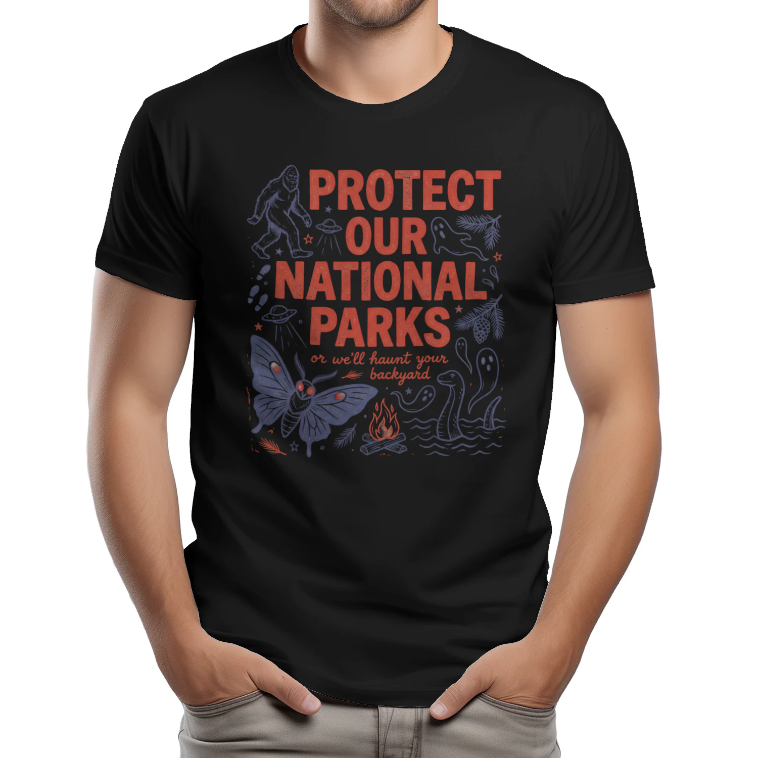 Protect Our National Parks Cryptid T-Shirt  Funny Bigfoot, Mothman & Nessie Graphic Shirt