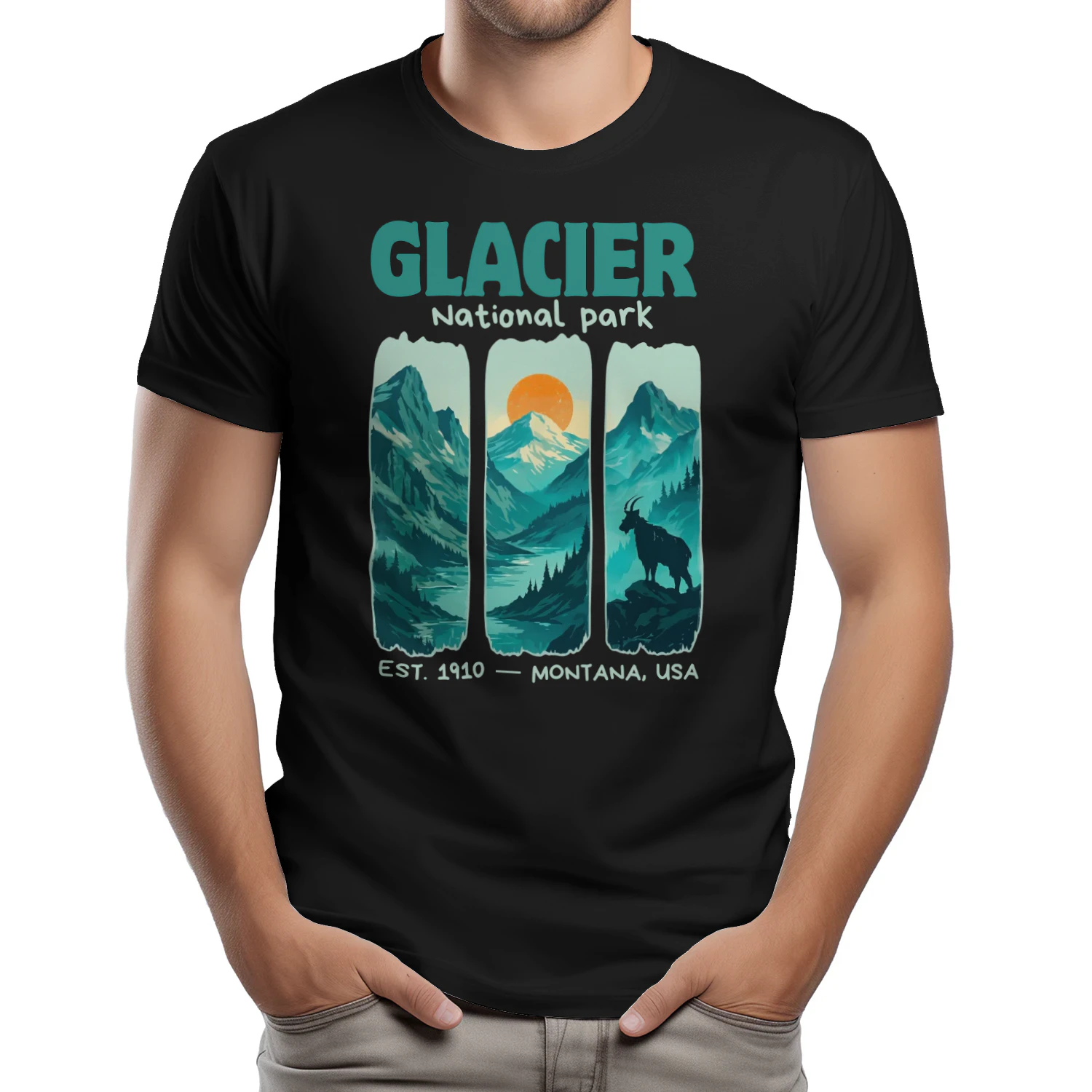Glacier National Park Montana Tee  Going-to-the-Sun Road Vintage Shirt