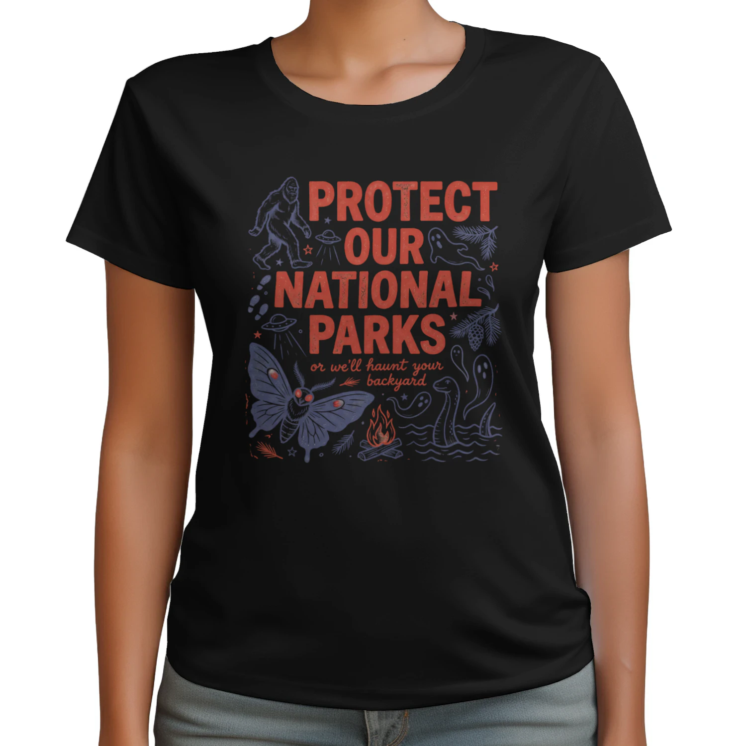 Protect Our National Parks Cryptid T-Shirt  Funny Bigfoot, Mothman & Nessie Graphic Shirt