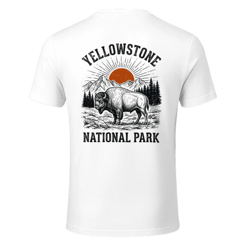 Yellowstone National Park Double-Sided Shirt  Retro Wyoming Front and Back Print Tee