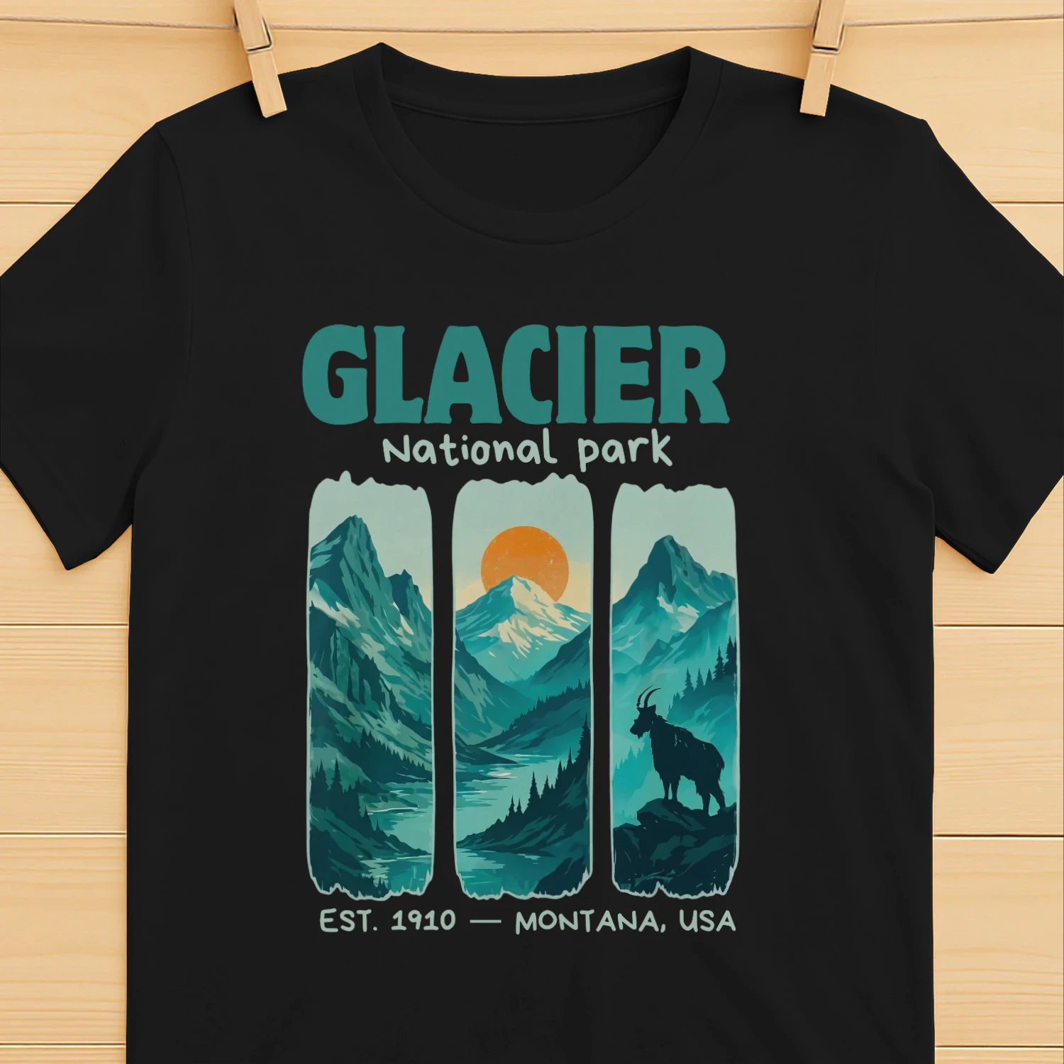 Glacier National Park Montana Tee  Going-to-the-Sun Road Vintage Shirt