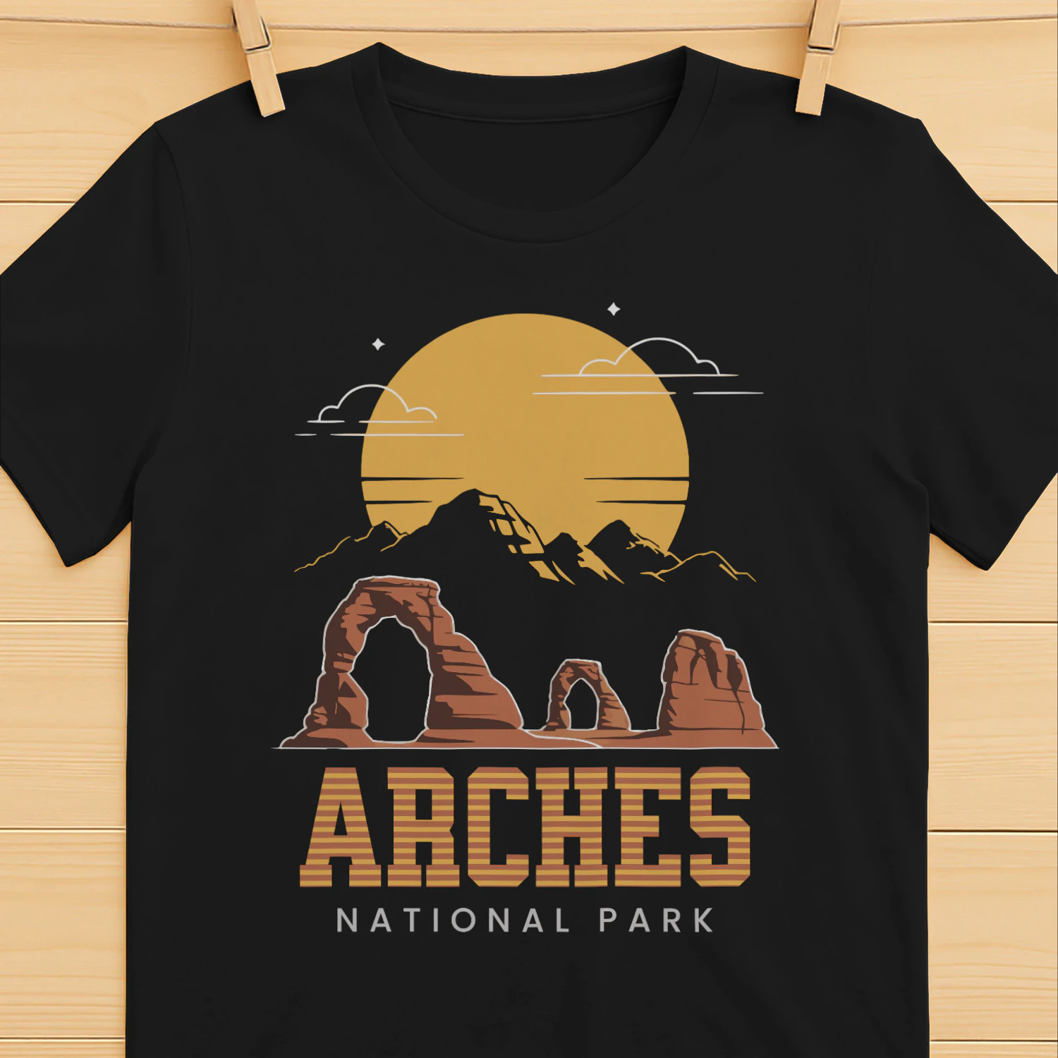Vintage Arches National Park Landscape Graphic