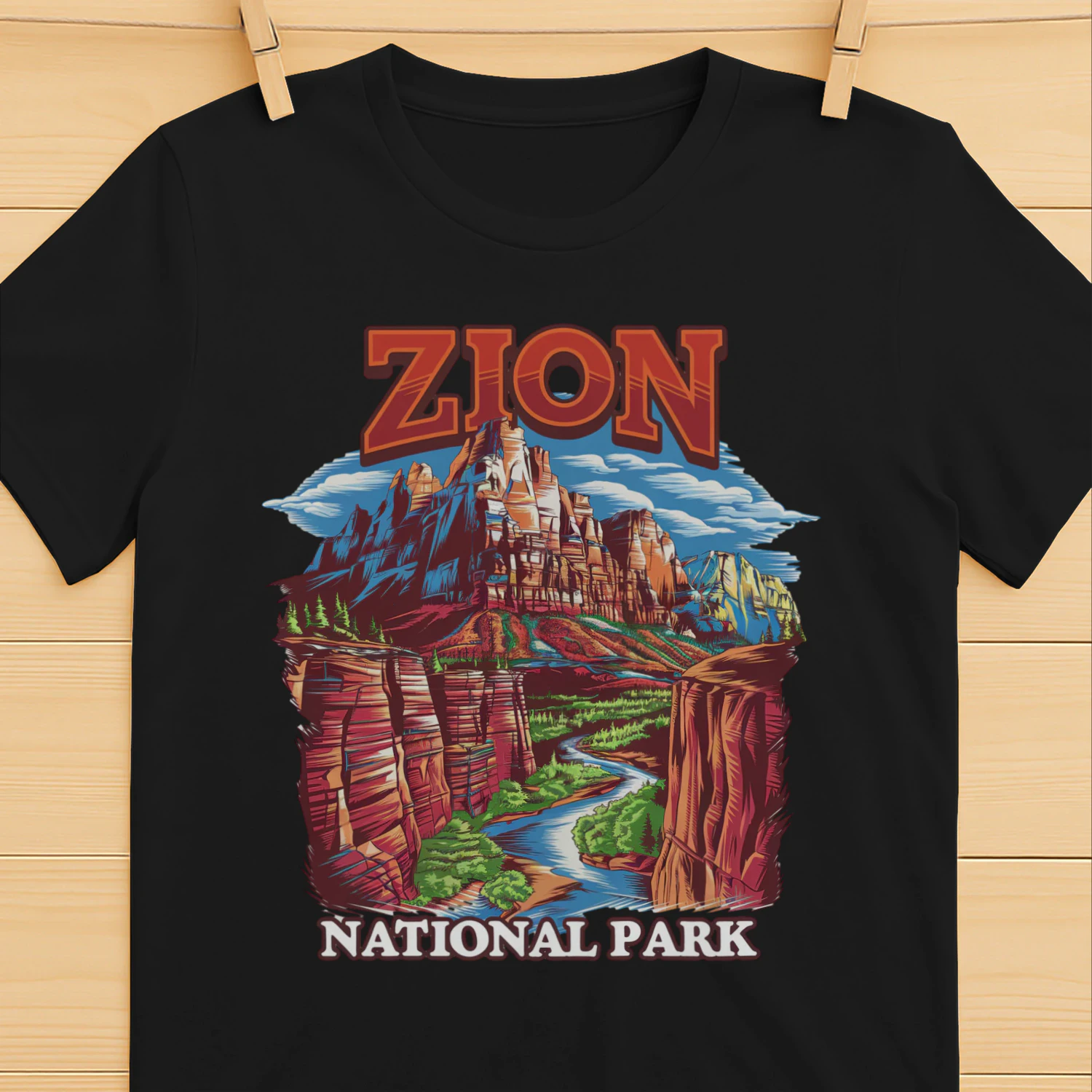 Zion National Park Utah Graphic Tee  Vintage Red Rock Canyon & Narrows Hiking Shirt