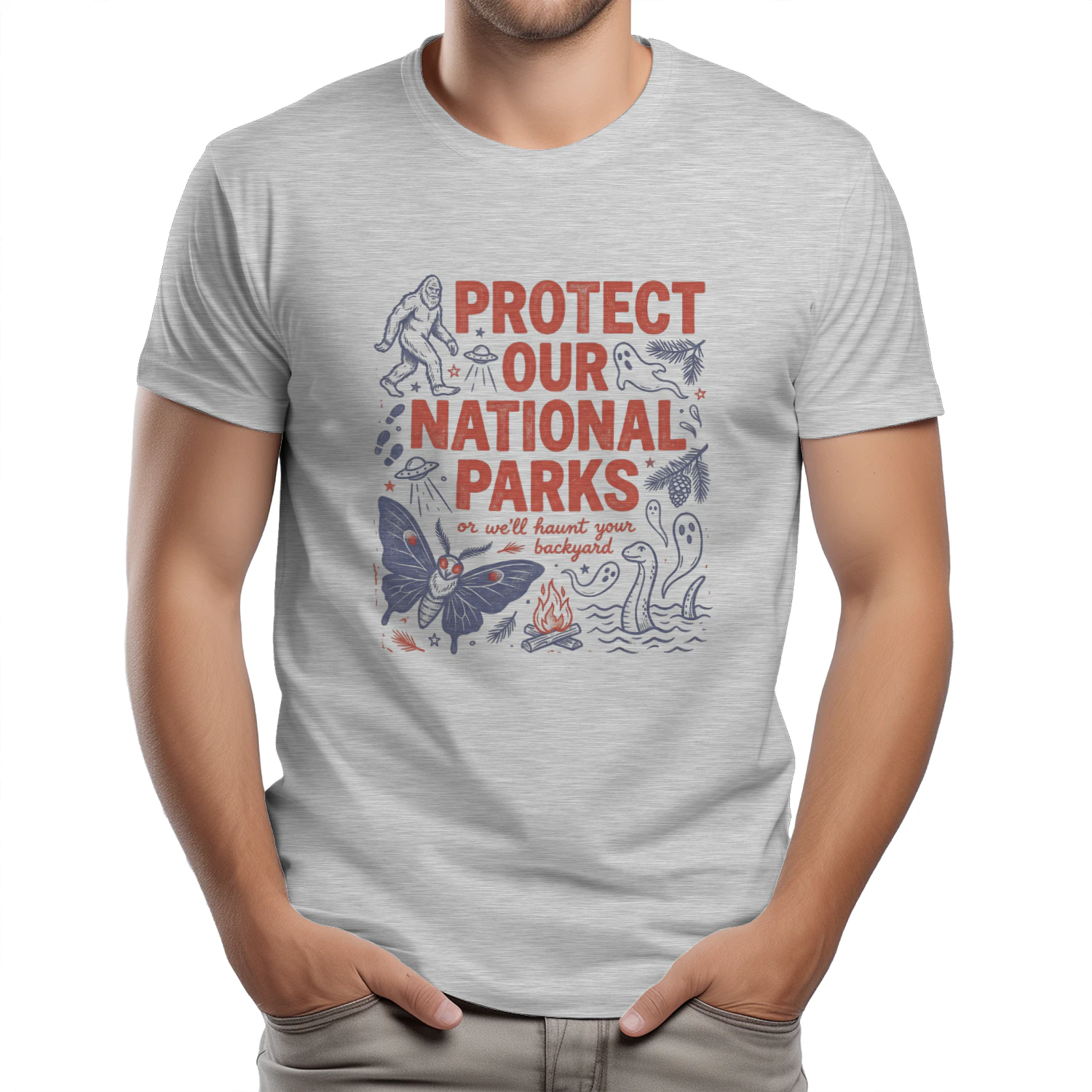 Protect Our National Parks Cryptid T-Shirt  Funny Bigfoot, Mothman & Nessie Graphic Shirt