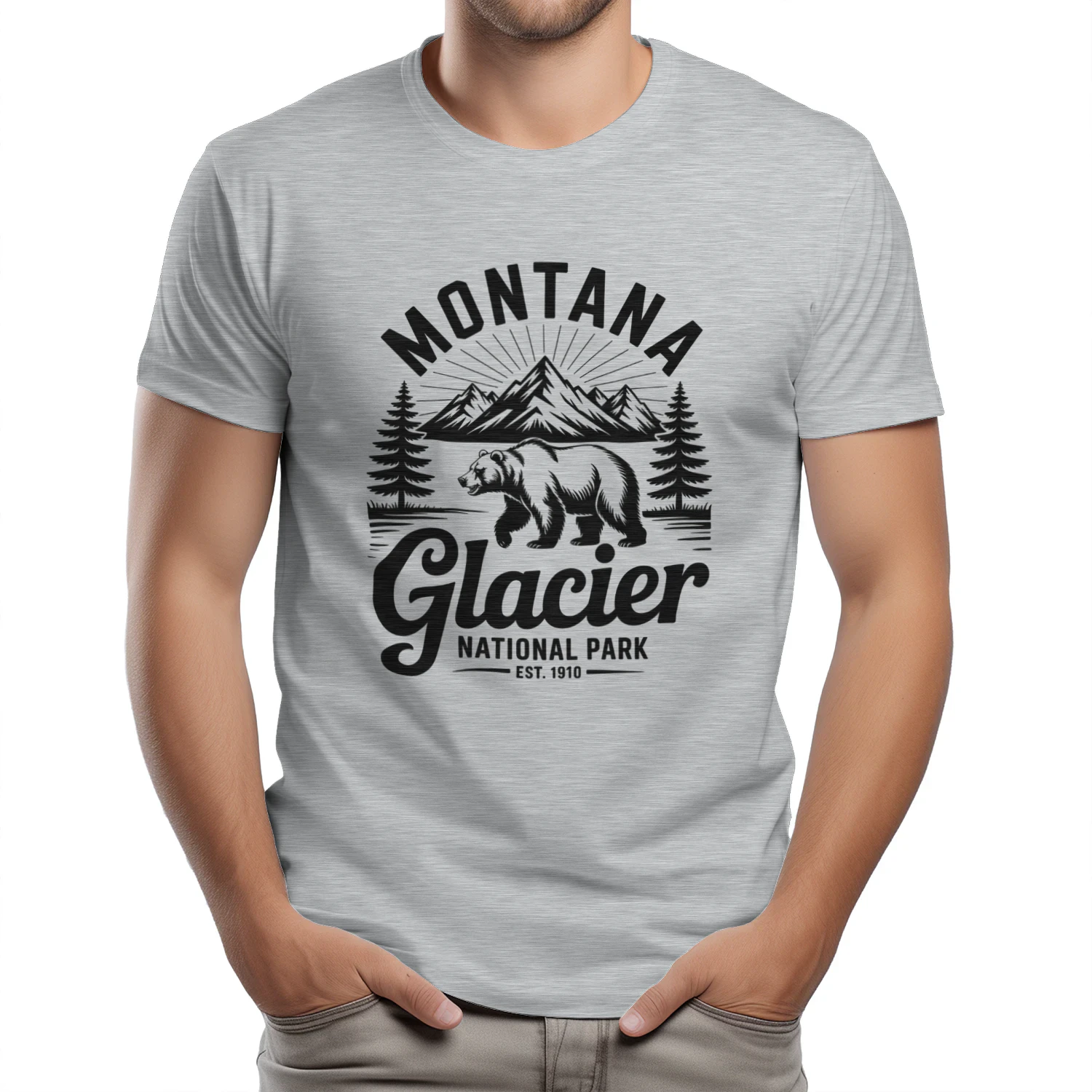 Retro Hiking Glacier National Park Adventure Tee