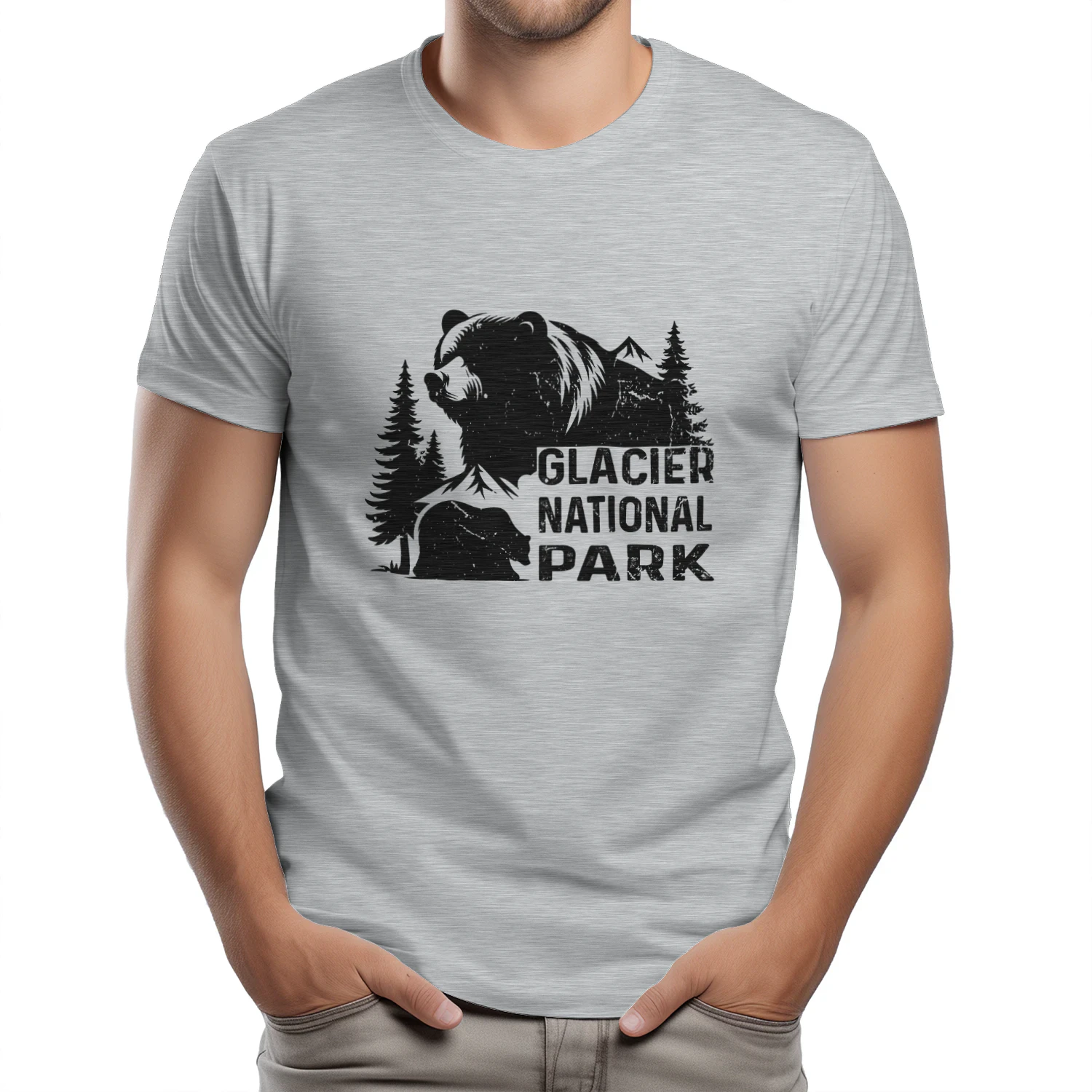Vintage Glacier National Park Mountains Graphic