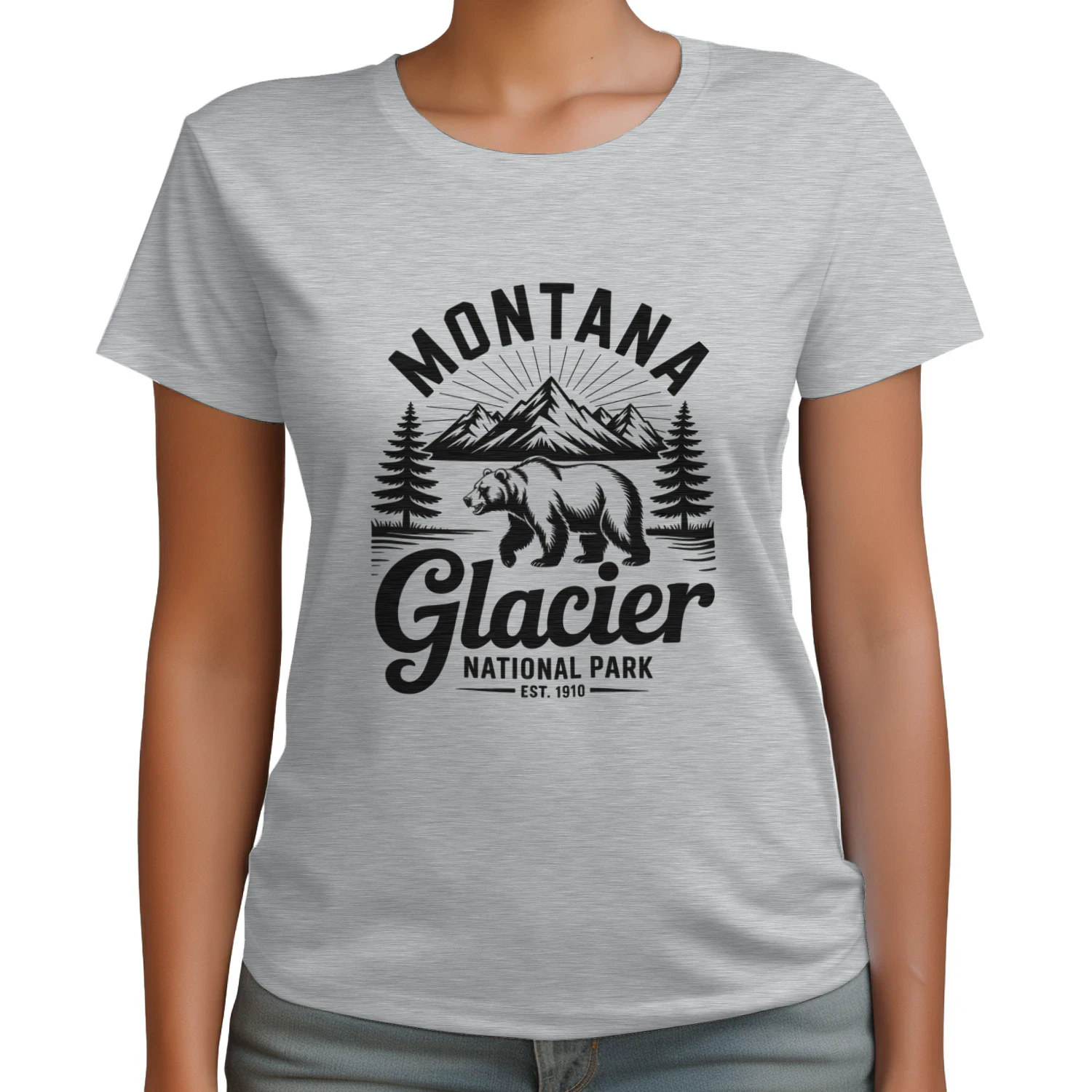 Retro Hiking Glacier National Park Adventure Tee