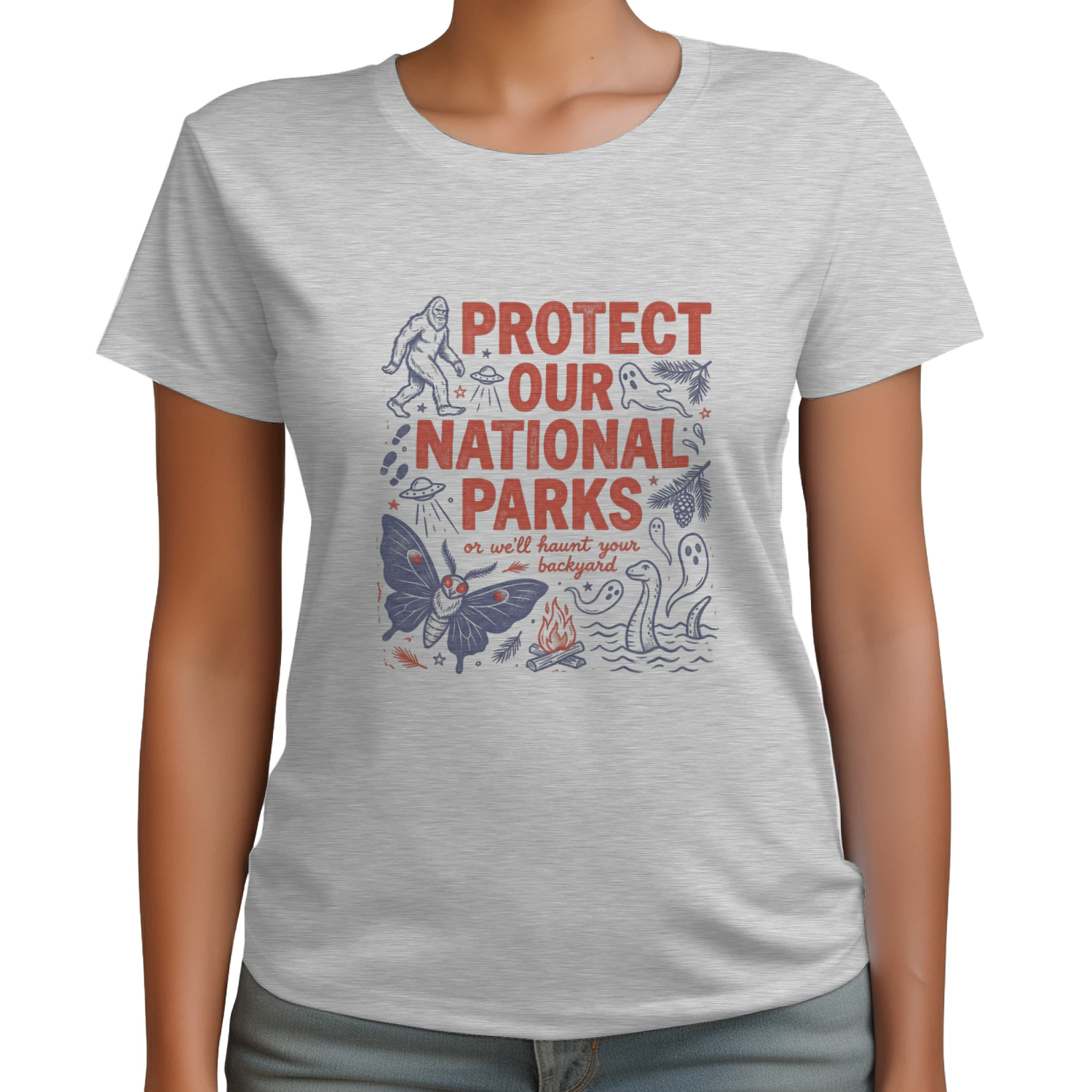 Protect Our National Parks Cryptid T-Shirt  Funny Bigfoot, Mothman & Nessie Graphic Shirt