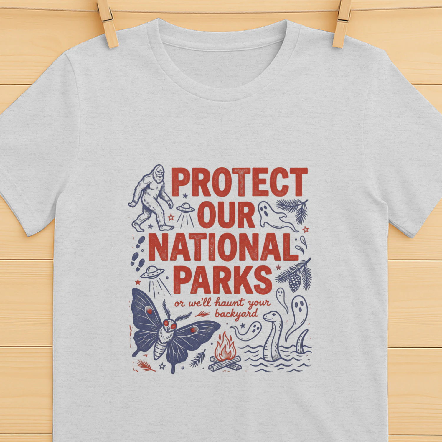 Protect Our National Parks Cryptid T-Shirt  Funny Bigfoot, Mothman & Nessie Graphic Shirt