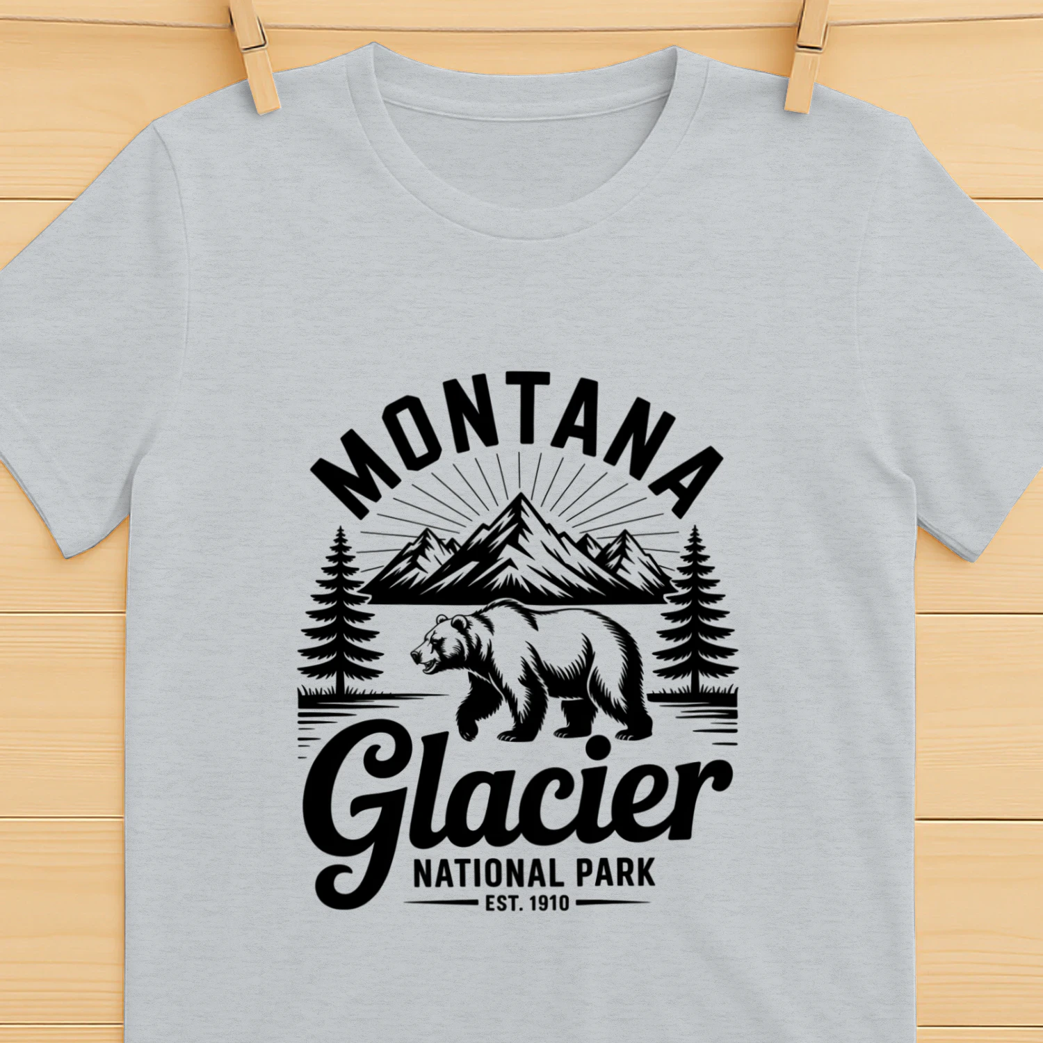 Retro Hiking Glacier National Park Adventure Tee