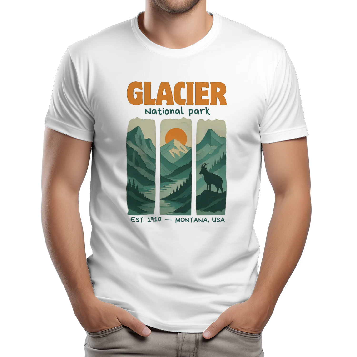 Vintage Glacier National Park Shirt  Retro Montana Hiking Graphic Tee