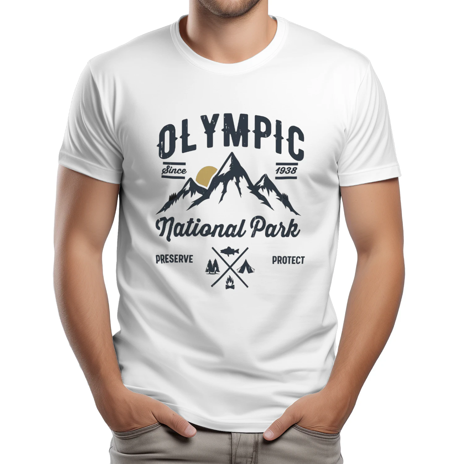 Olympic National Park Washington Tee  Vintage Mountains & Coastal Hiking Shirt