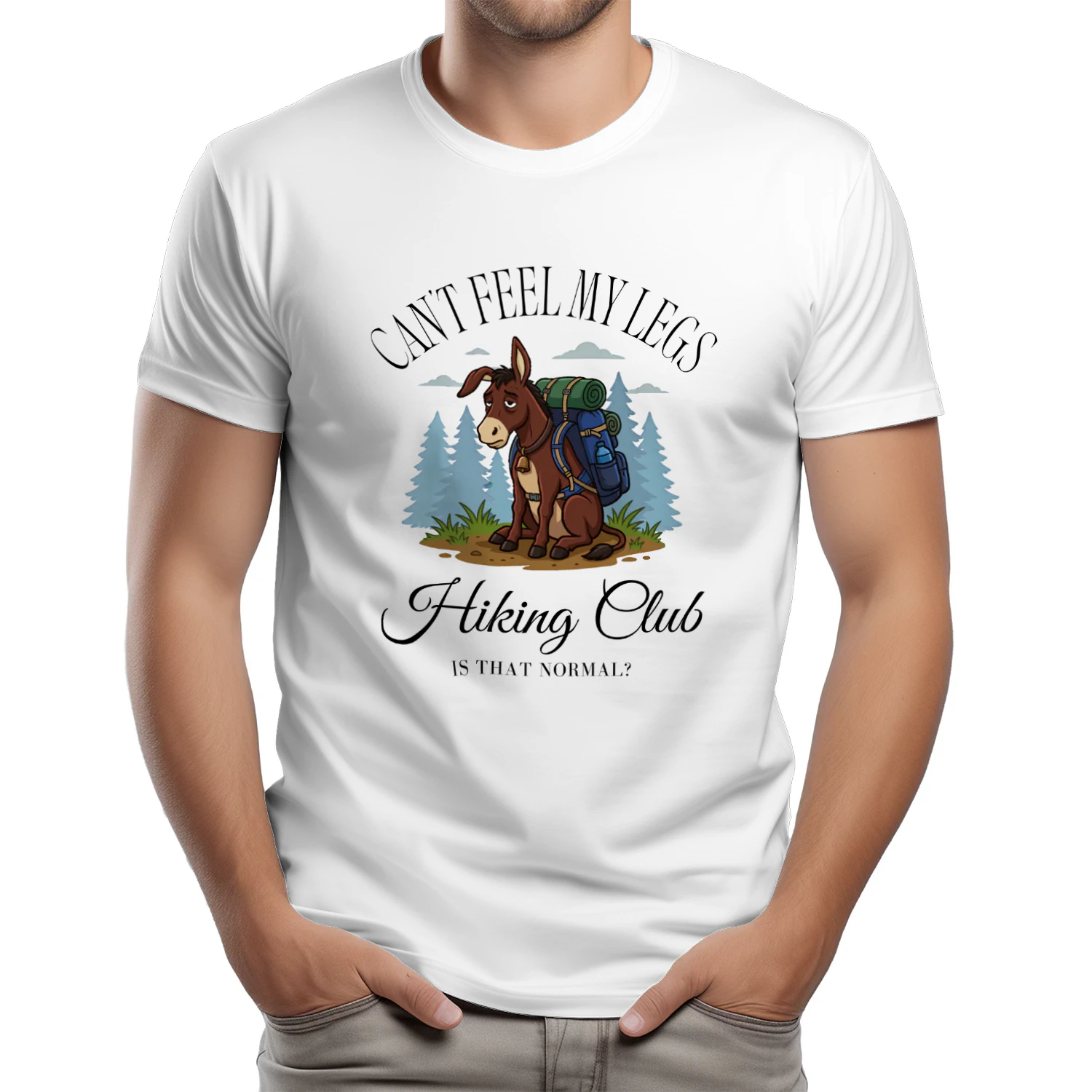 Funny Hiking Club Shirt  Retro Tired Donkey Hiker Graphic Tee
