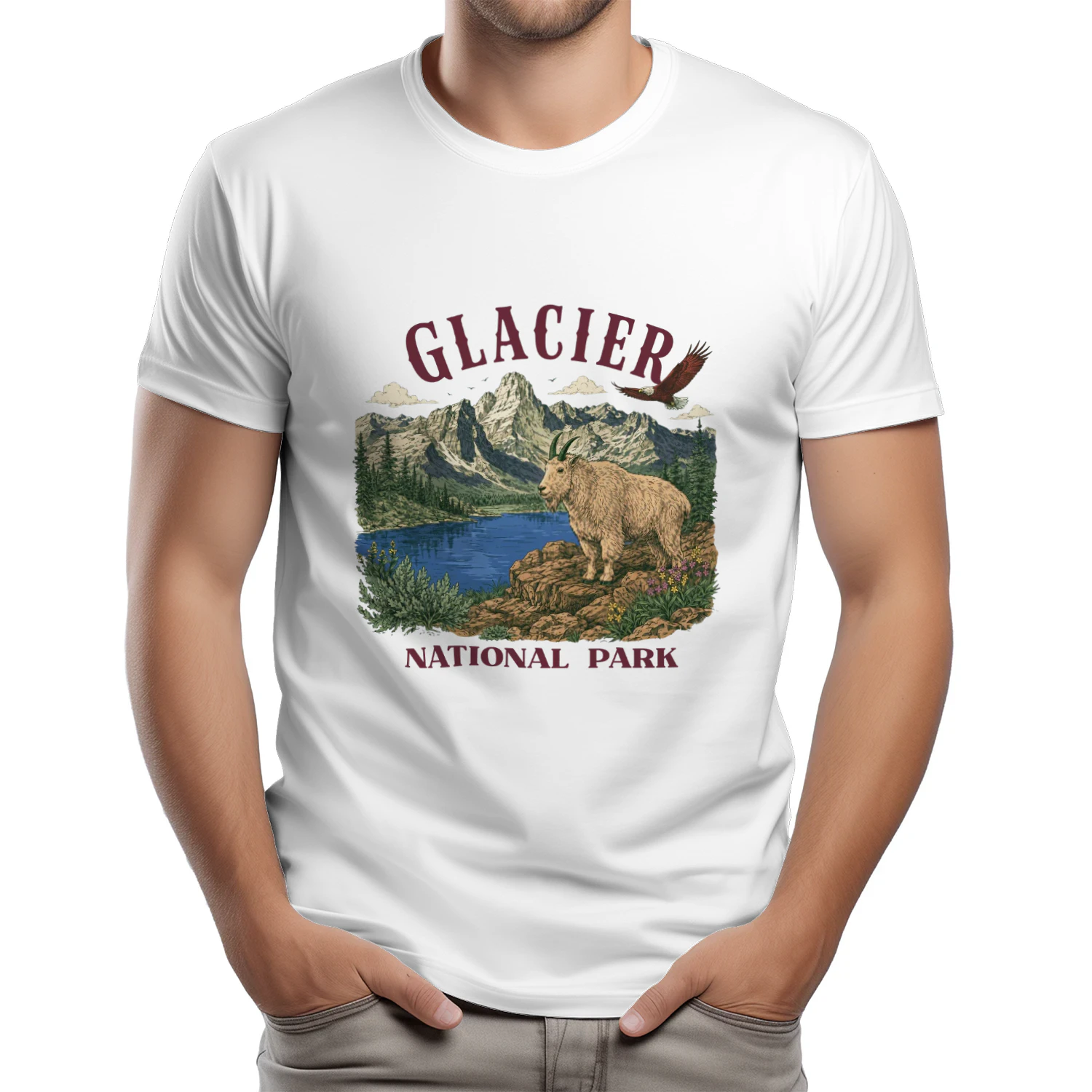 Vintage Glacier National Park Shirt  Retro Montana Mountain Hiking Graphic Tee