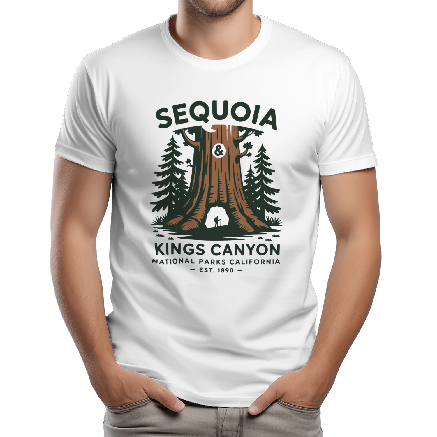 Minimalist Sequoia National Park Trees T-Shirt – California Hiker & Camper Graphic Tee