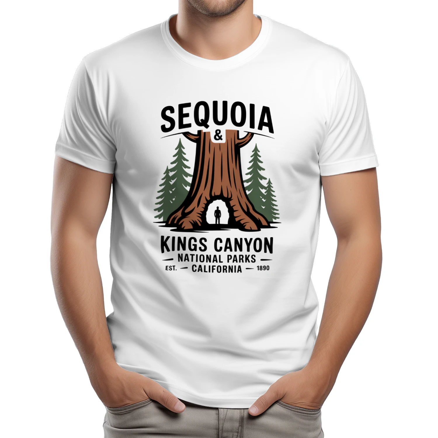 Retro Sequoia California National Park T-Shirt – High Sierra Wilderness Adventure Tee