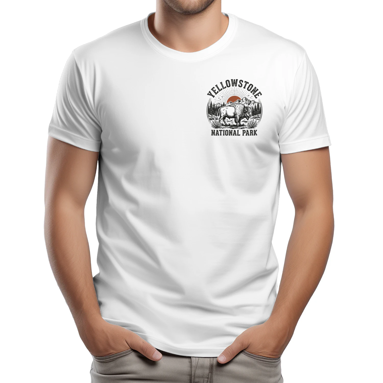 Yellowstone National Park Double-Sided Shirt  Retro Wyoming Front and Back Print Tee