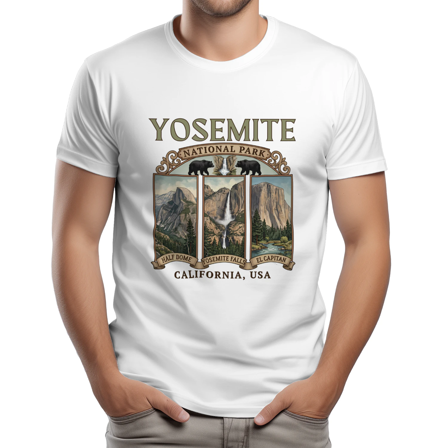 Vintage Yosemite National Park Shirt  Retro Half Dome & El Capitan Hiking Graphic Tee
