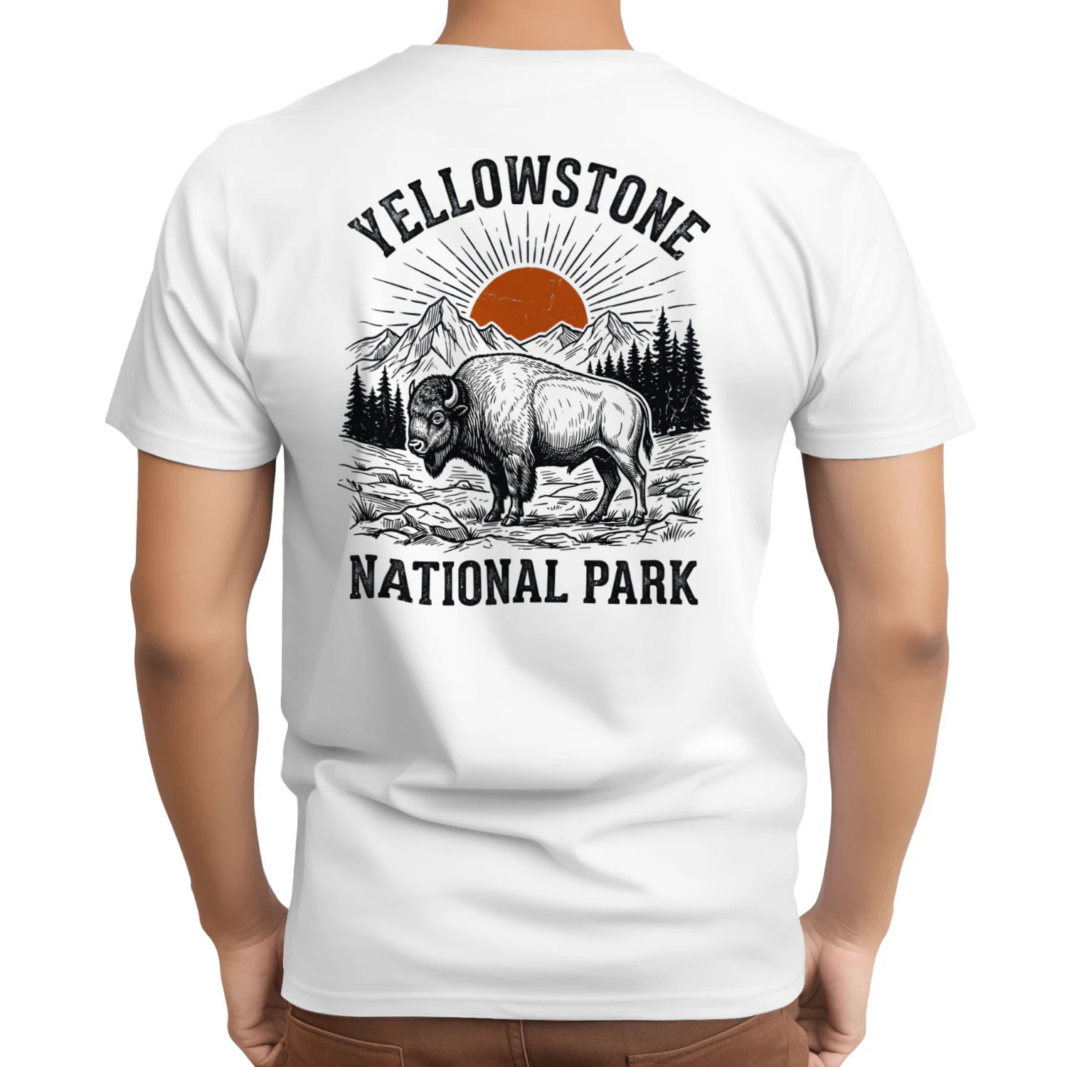Yellowstone National Park Double-Sided Shirt  Retro Wyoming Front and Back Print Tee