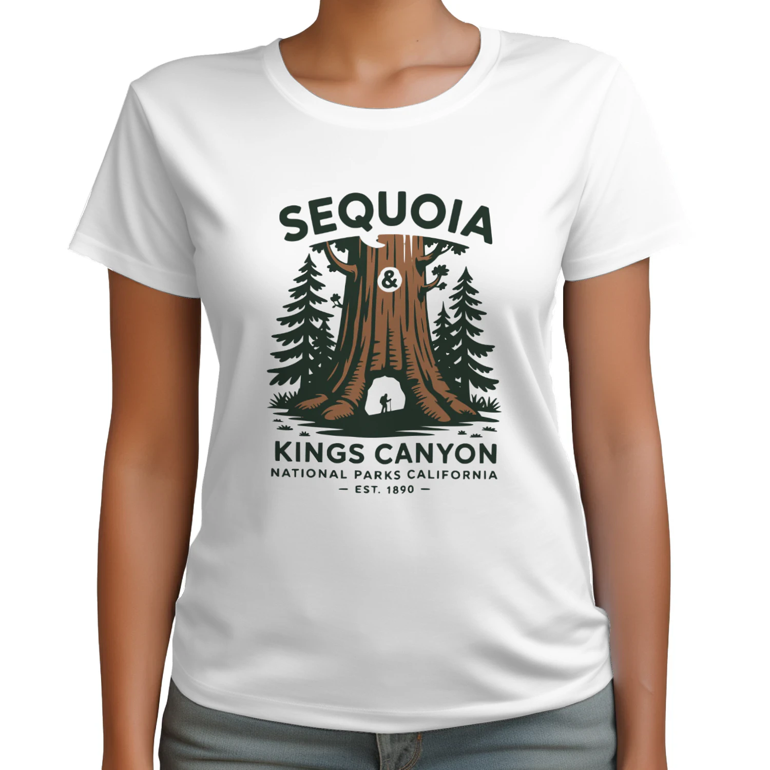 Minimalist Sequoia National Park Trees T-Shirt – California Hiker & Camper Graphic Tee