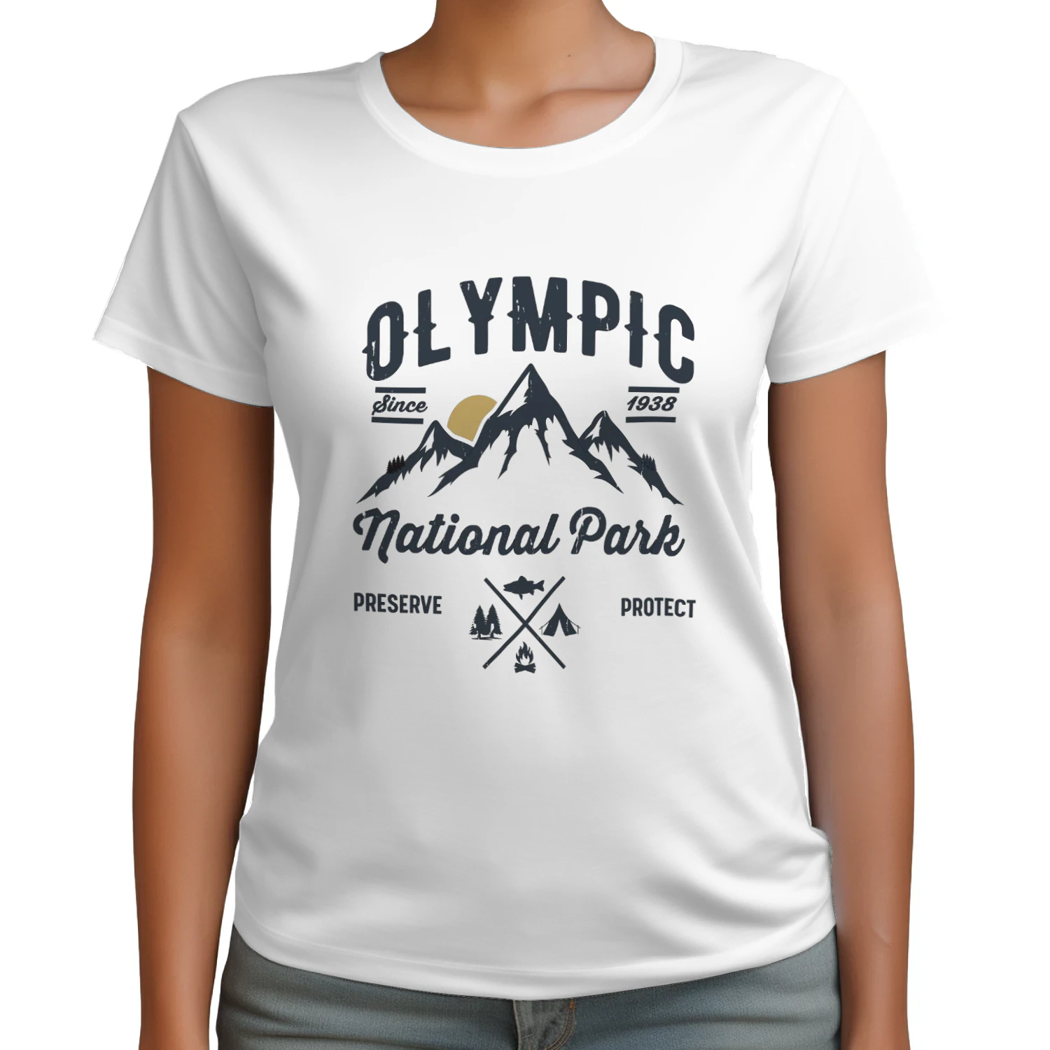 Olympic National Park Washington Tee  Vintage Mountains & Coastal Hiking Shirt