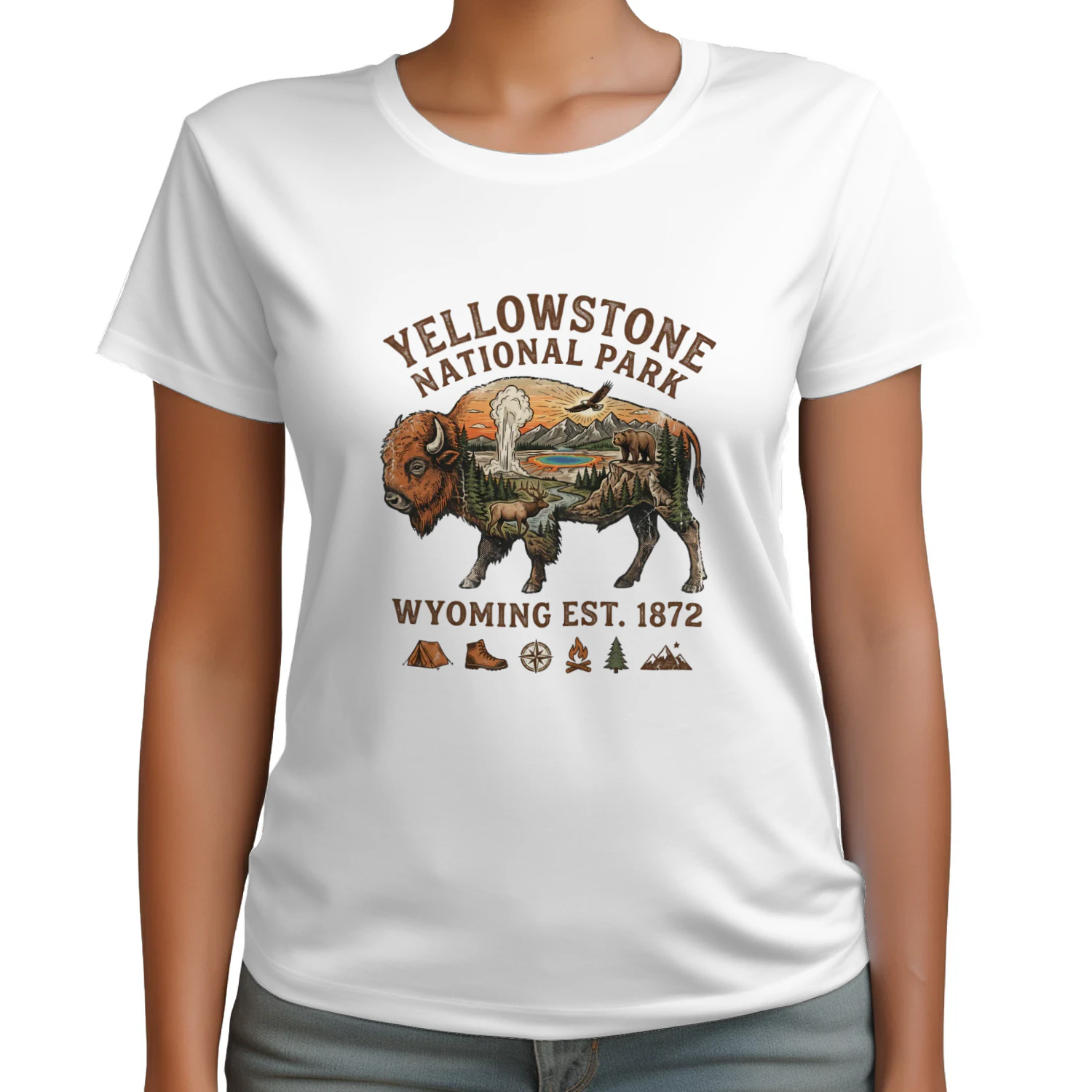Vintage Yellowstone National Park Shirt  Retro Wyoming Bison Hiking Graphic Tee
