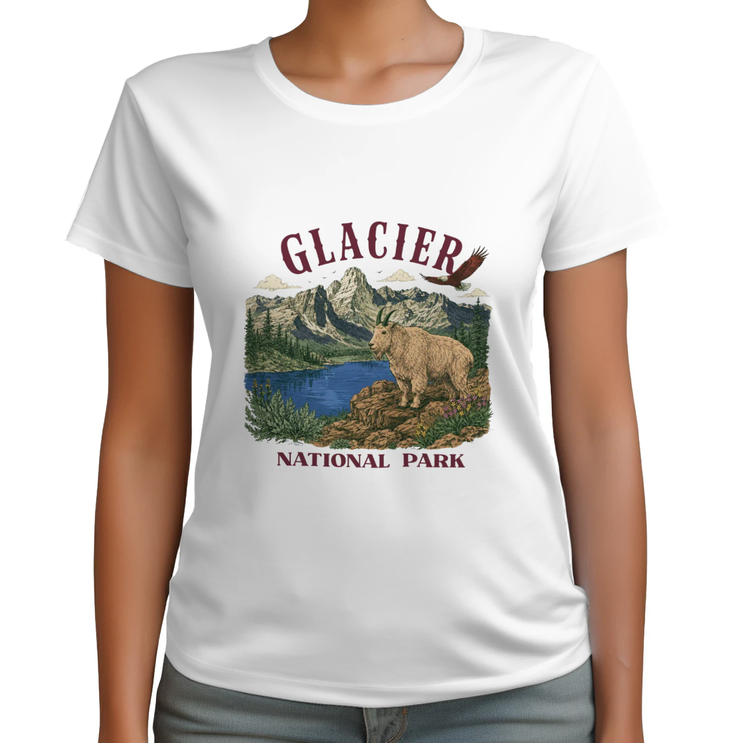 Vintage Glacier National Park Shirt  Retro Montana Mountain Hiking Graphic Tee