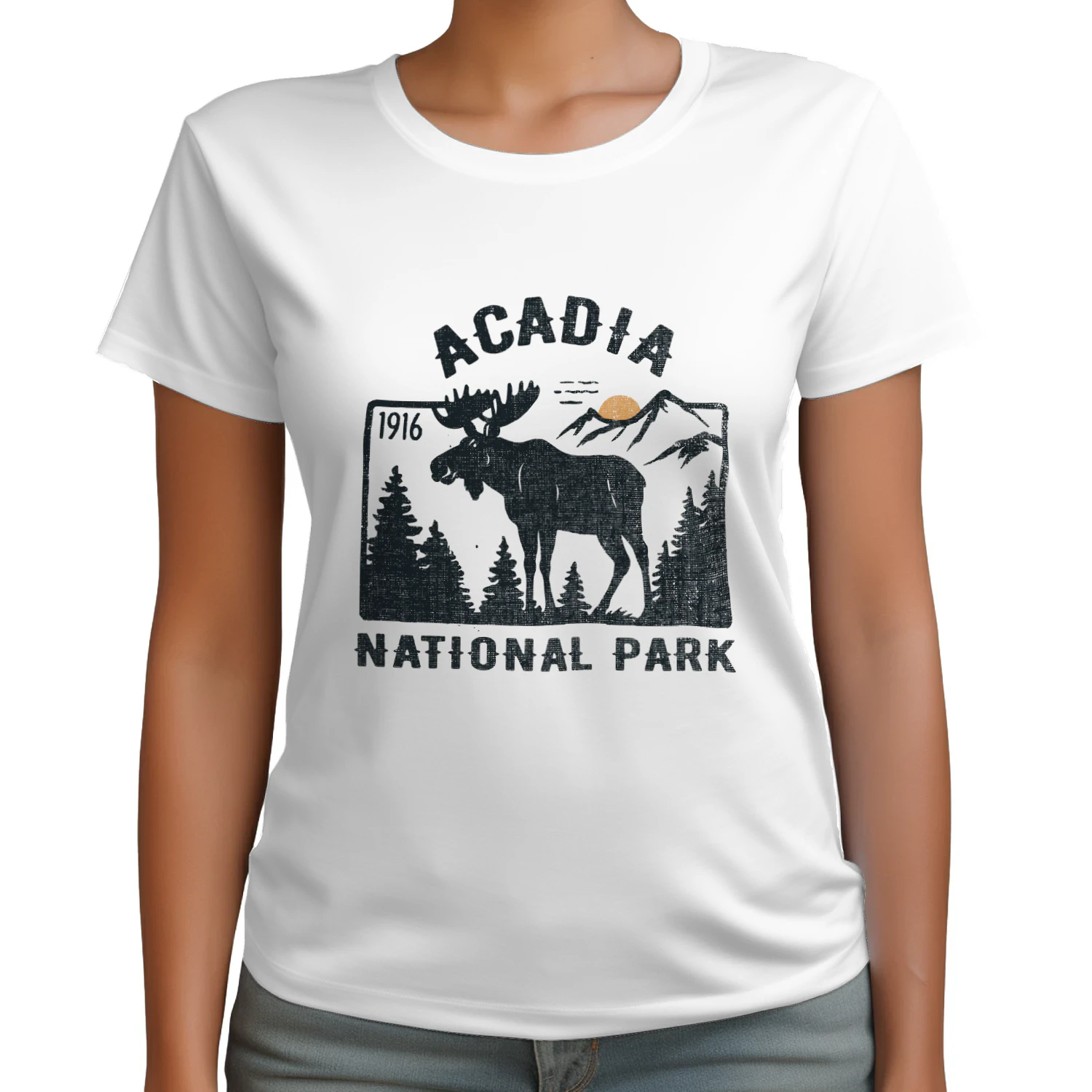 Retro Acadia Coastline Scenic T-shirt