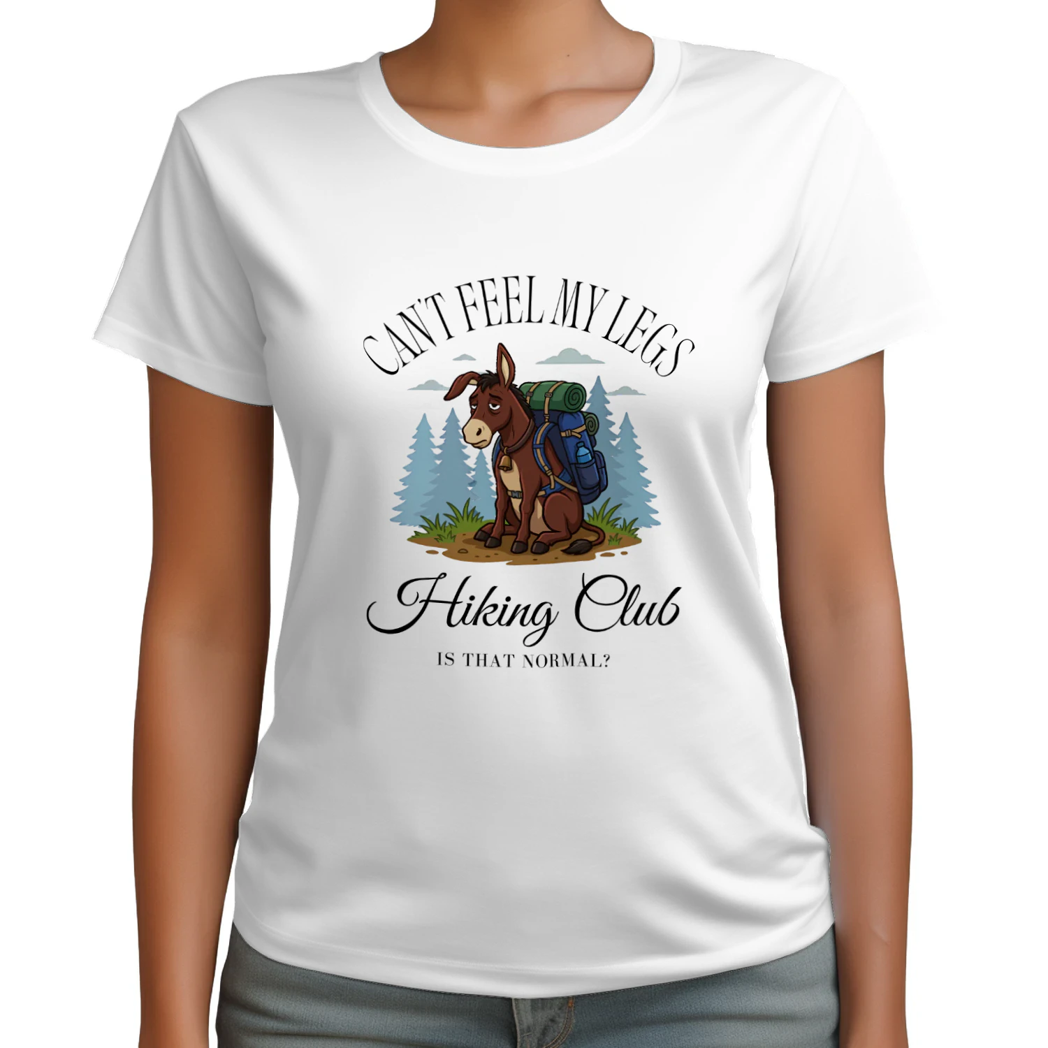 Funny Hiking Club Shirt  Retro Tired Donkey Hiker Graphic Tee