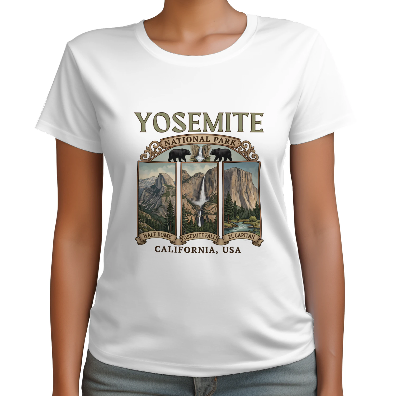 Vintage Yosemite National Park Shirt  Retro Half Dome & El Capitan Hiking Graphic Tee