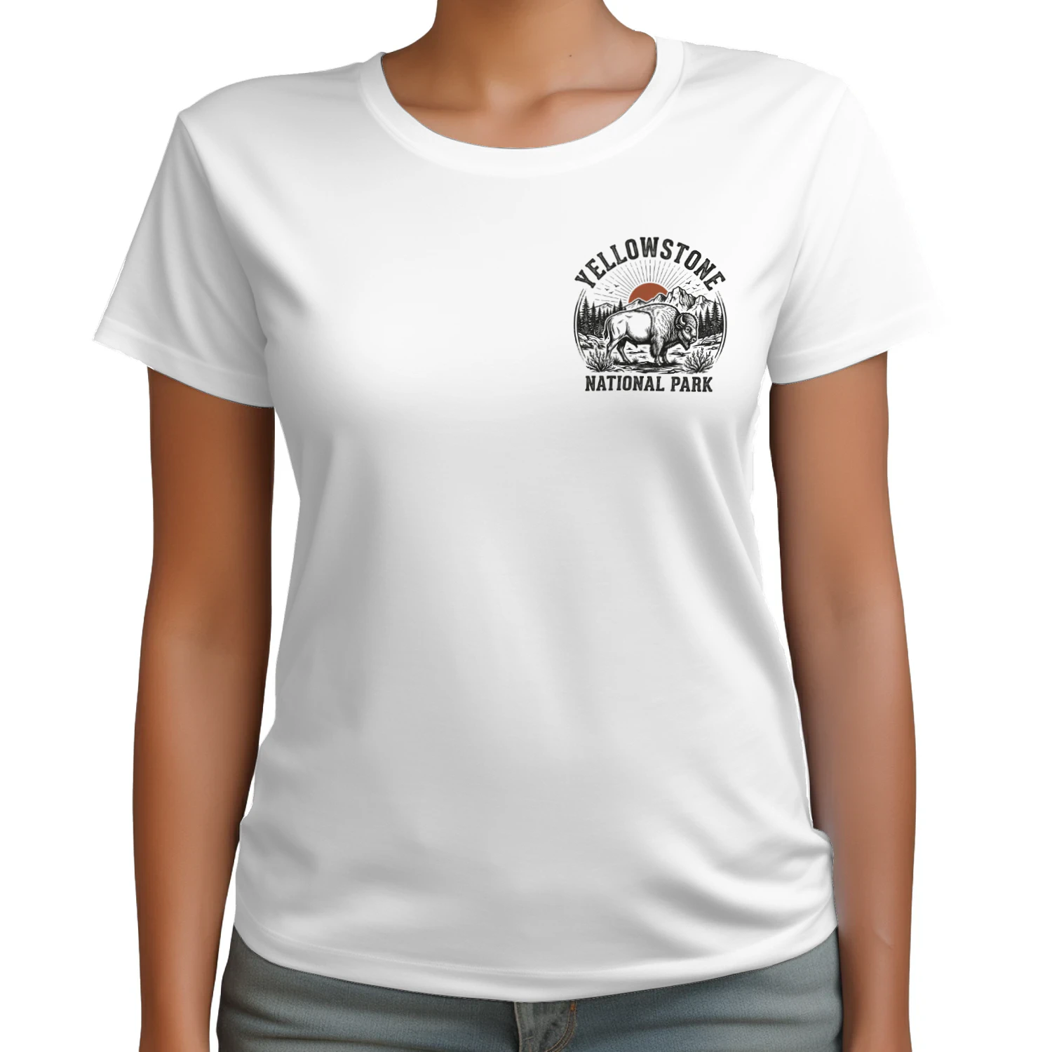 Yellowstone National Park Double-Sided Shirt  Retro Wyoming Front and Back Print Tee