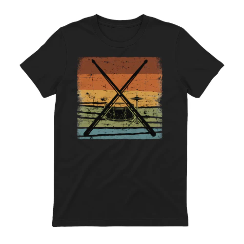 Drum crossed sticks retro sunset