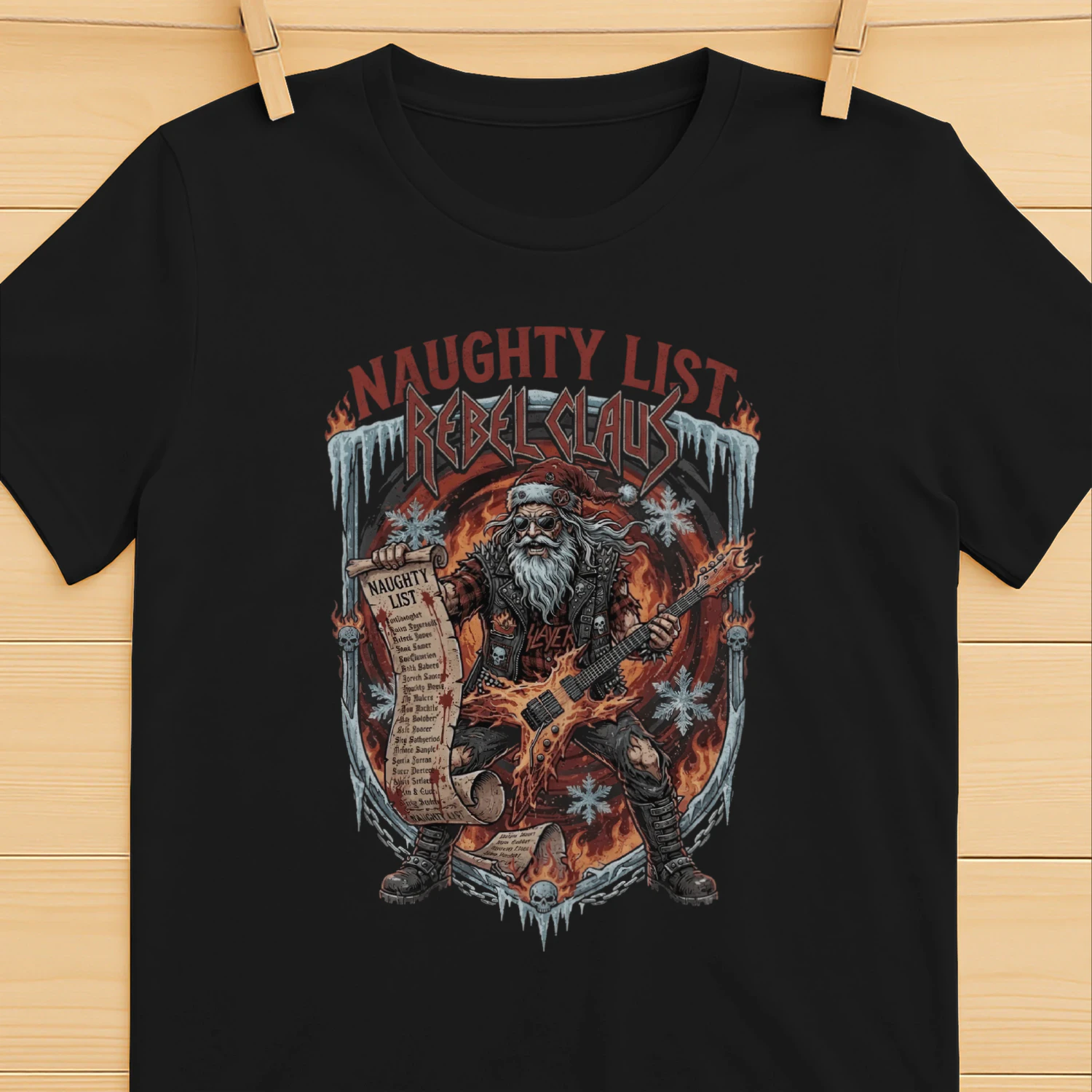 Christmas Guitar Naughty List Rebel Claus