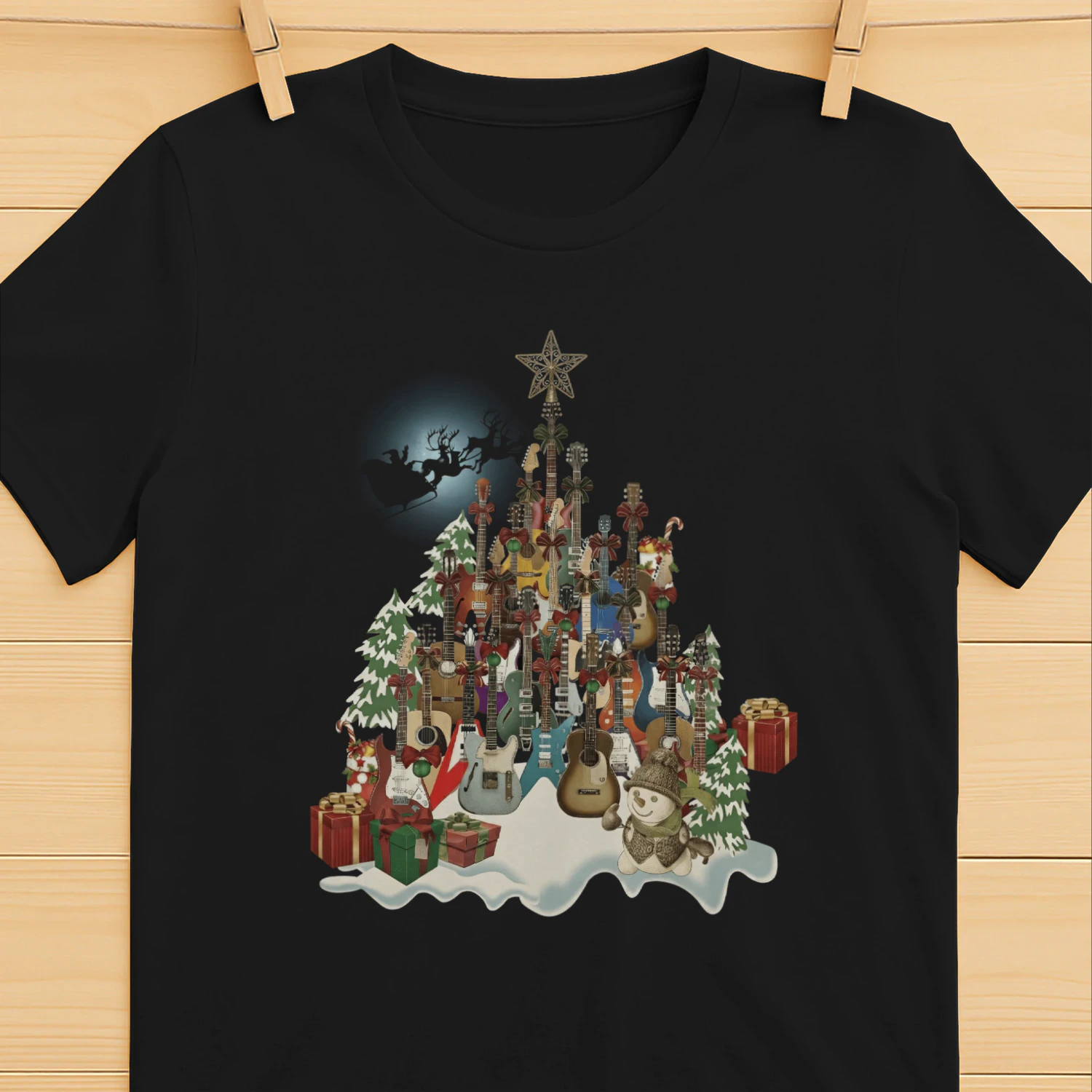Christmas Guitar Snowman Village