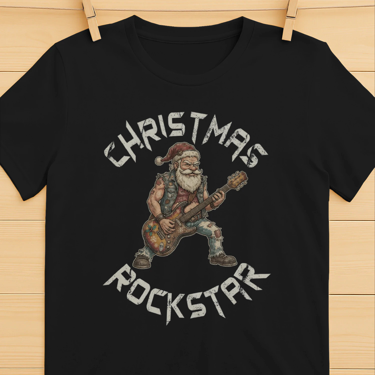 Christmas Guitar Rockstar Santa