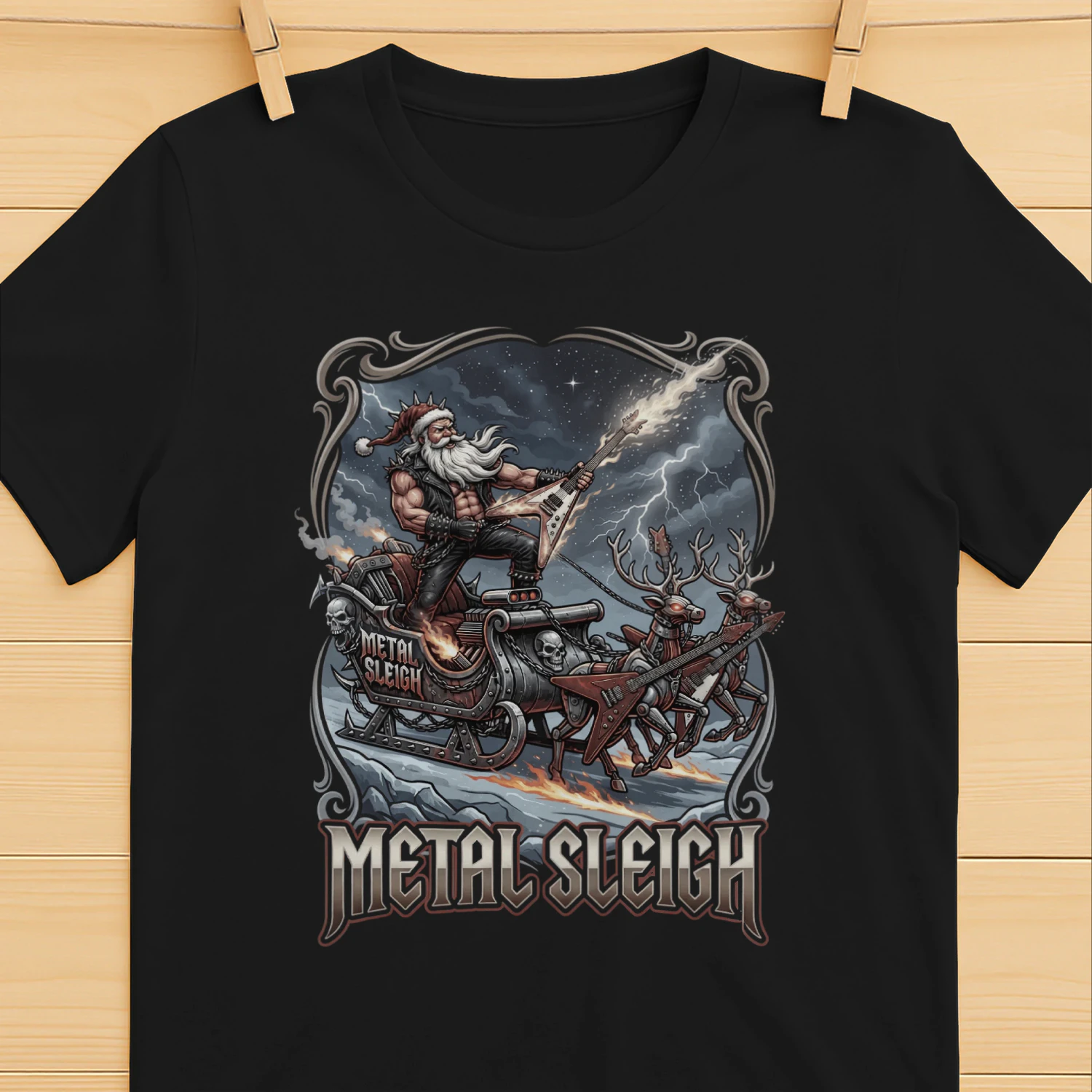 Christmas Guitar Metal Sleigh Lightning
