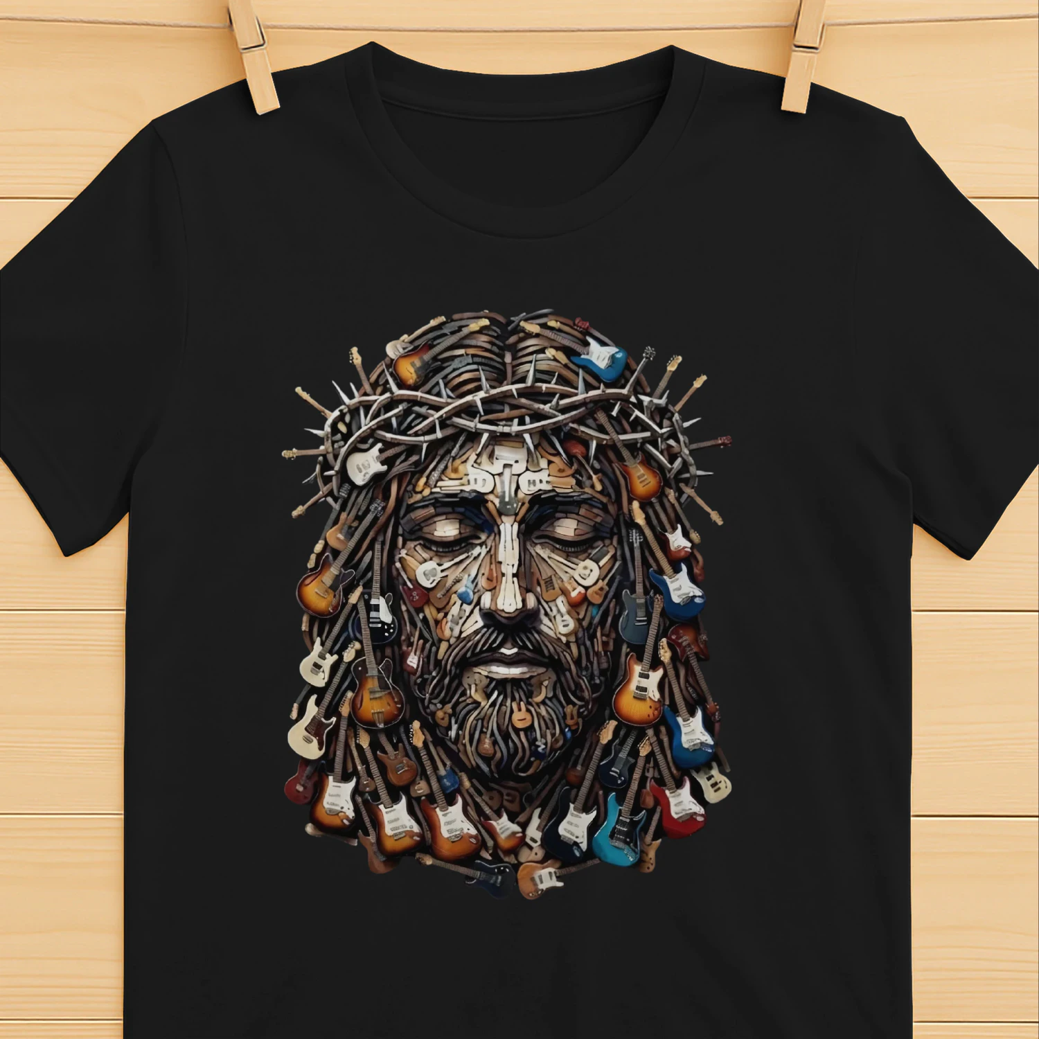 Guitar  Jesus  Mosaic Art Tee