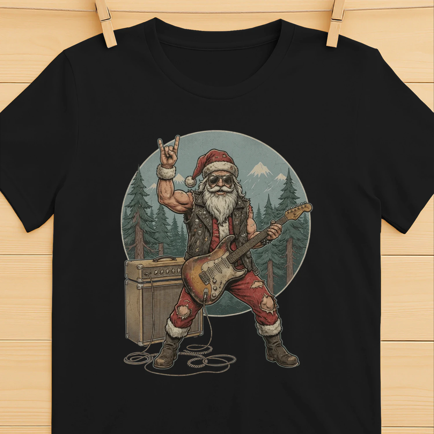Christmas Guitar Rocker Pine Forest