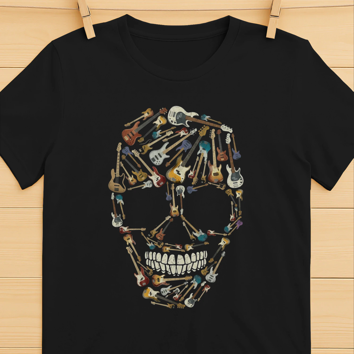 Guitar   Mosaic Skull Graphic Tee