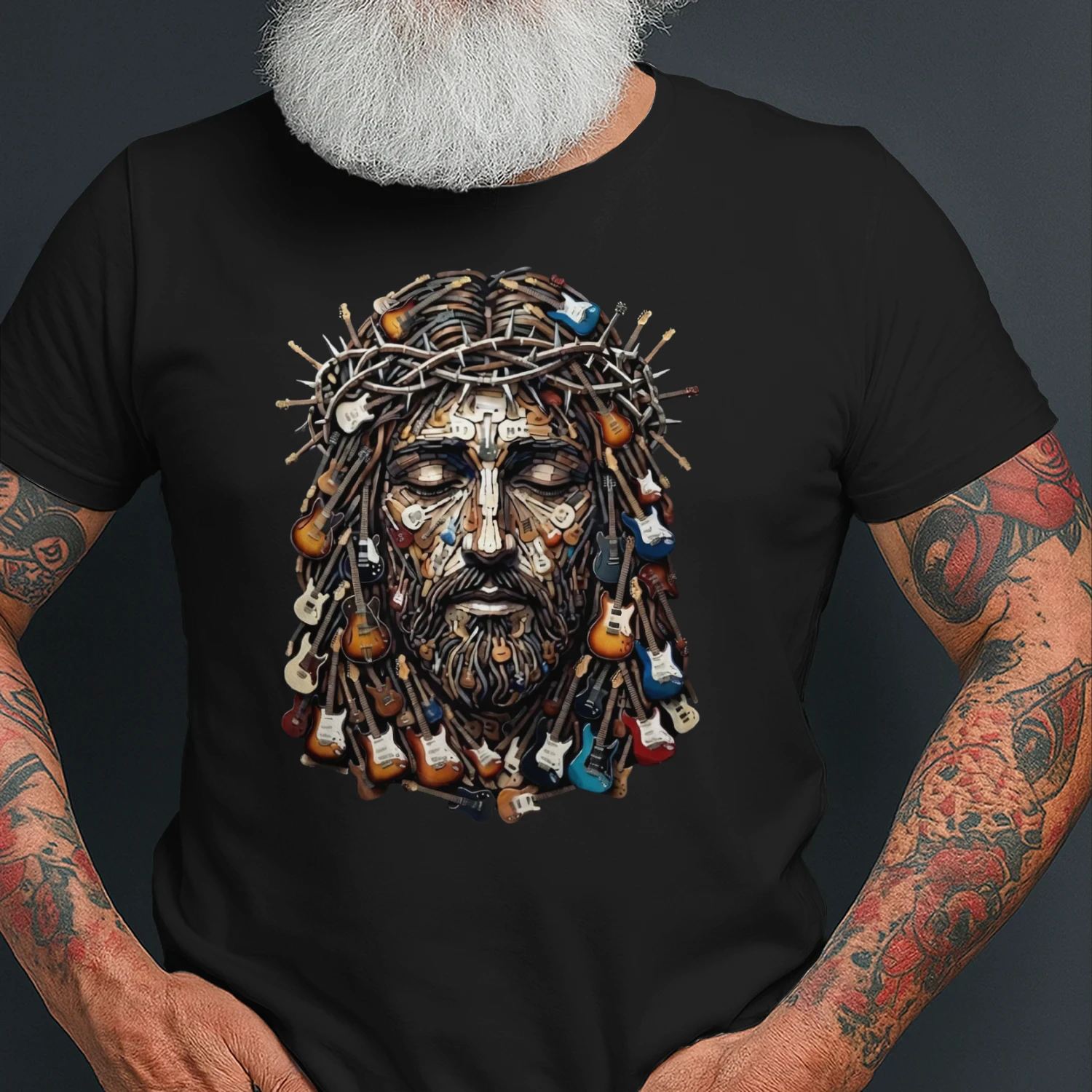 Guitar  Jesus  Mosaic Art Tee