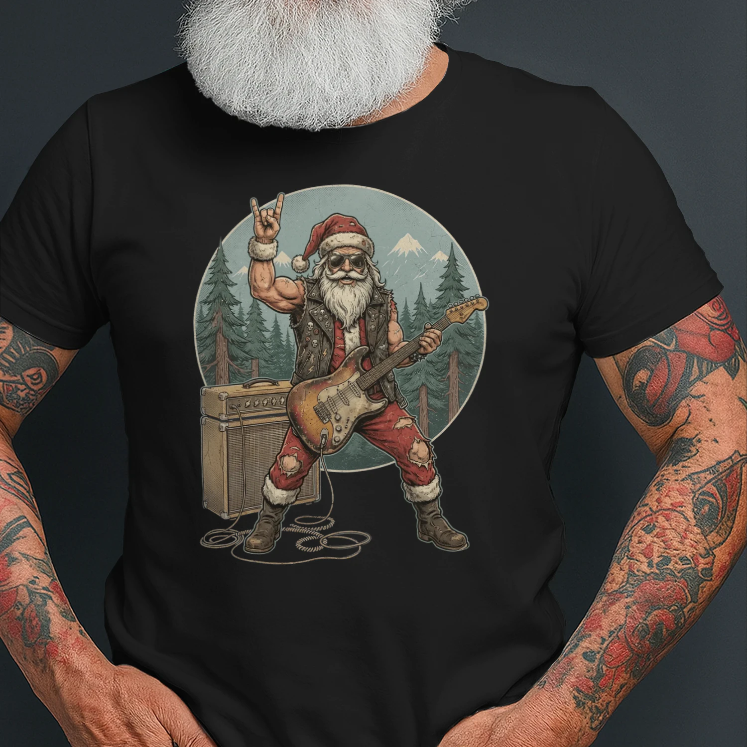 Christmas Guitar Rocker Pine Forest
