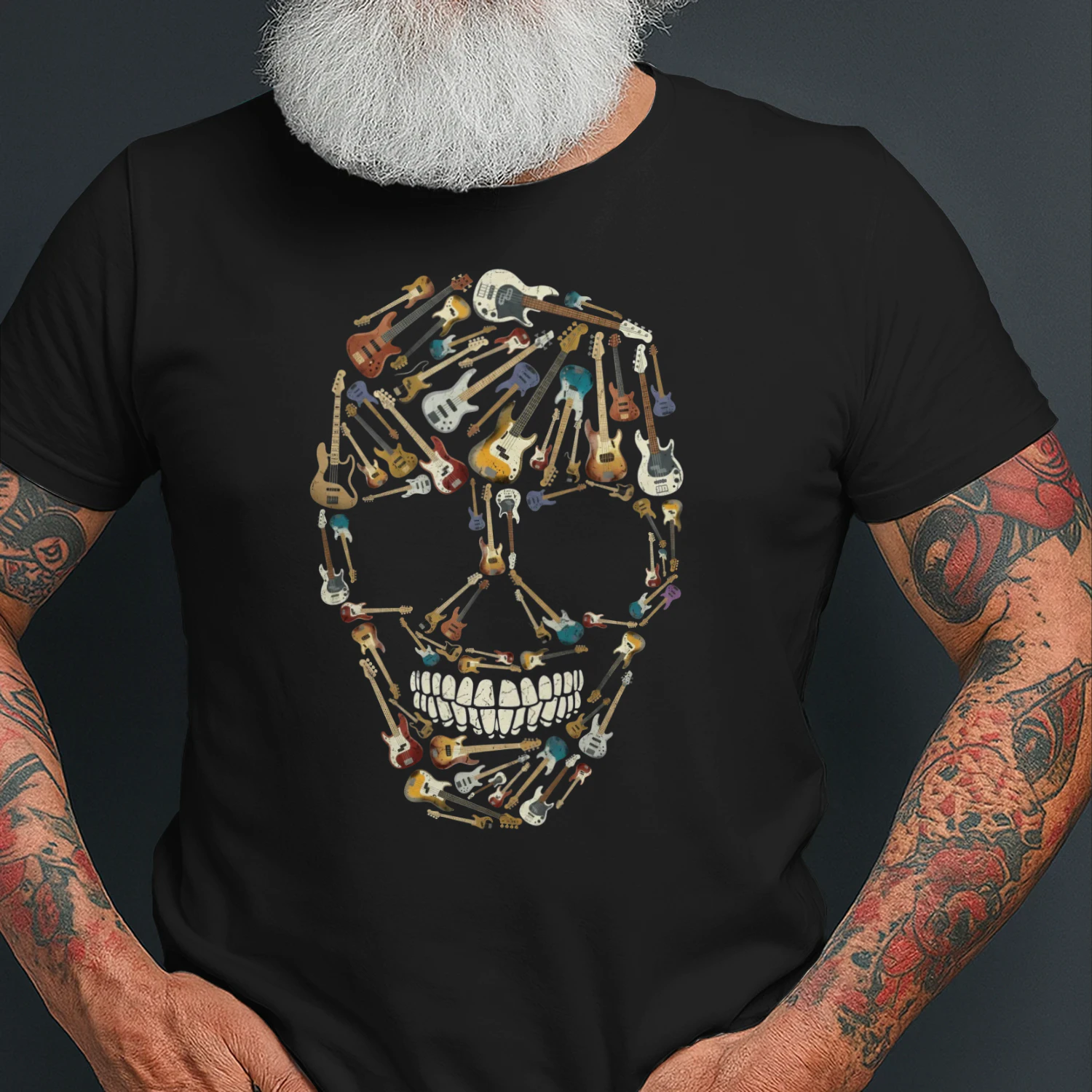 Guitar   Mosaic Skull Graphic Tee