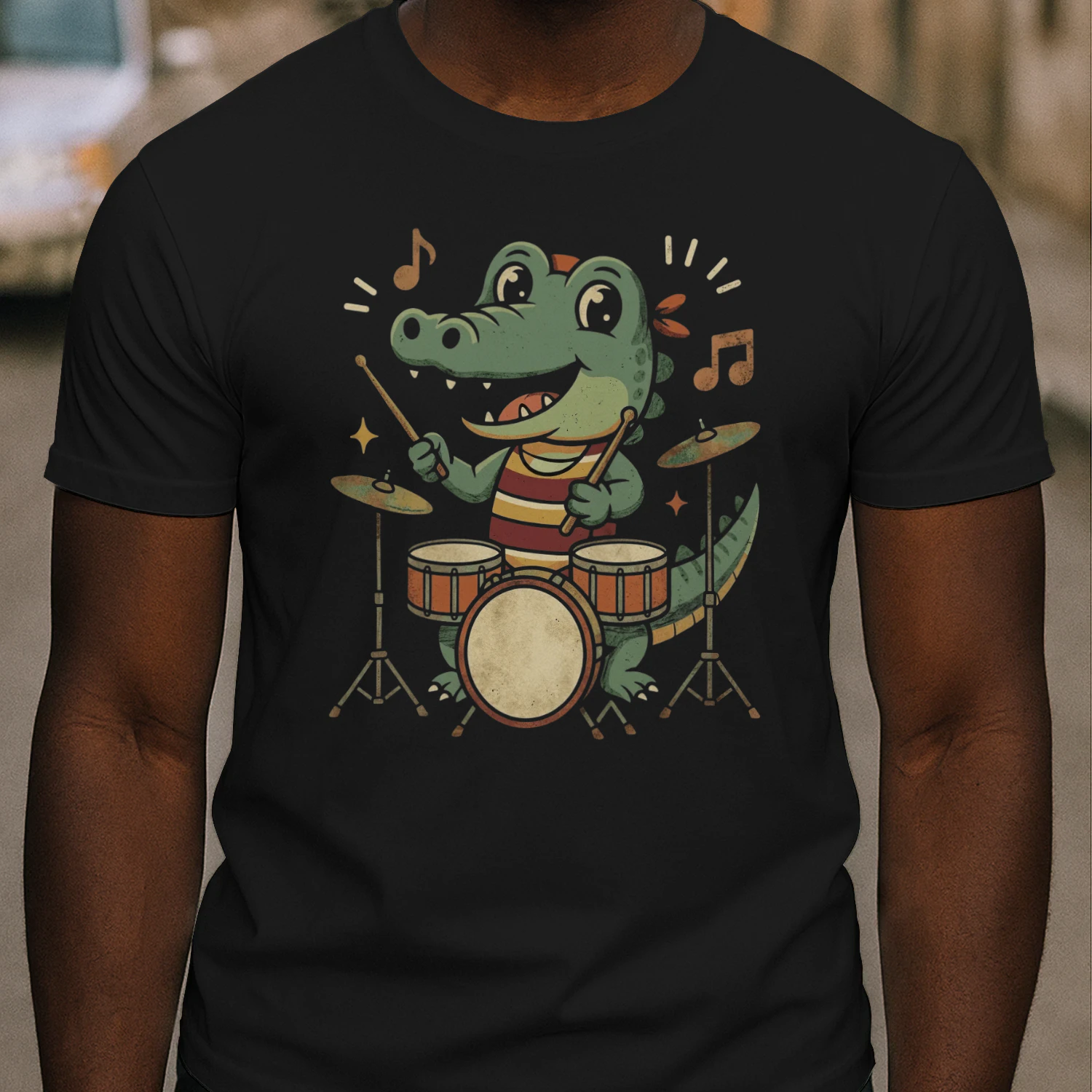 Drum Alligator Playing Music