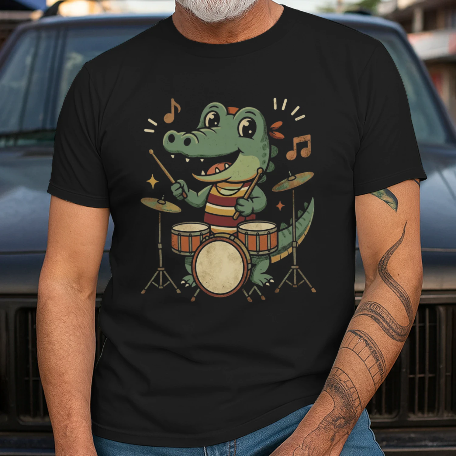 Drum Alligator Playing Music