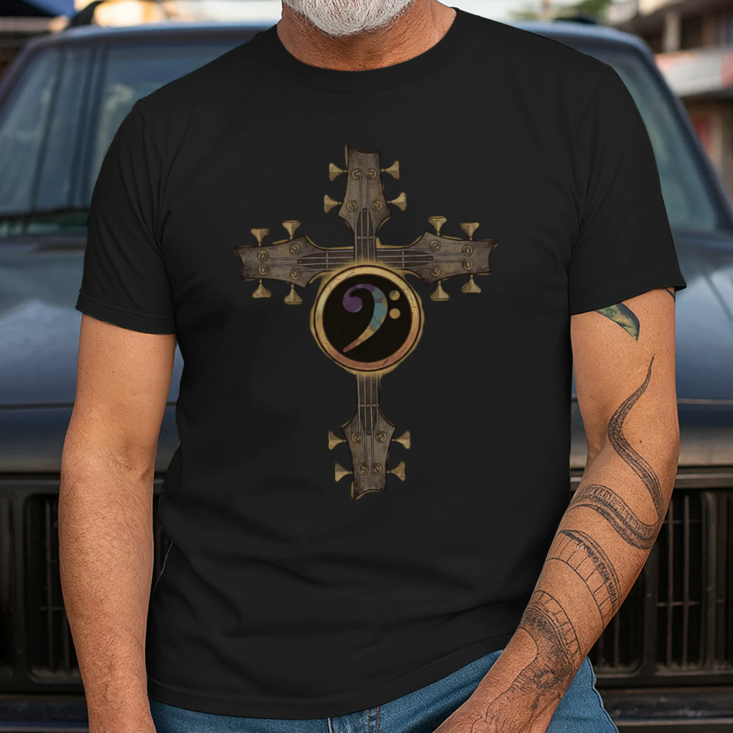 Bass Clef Cross Graphic