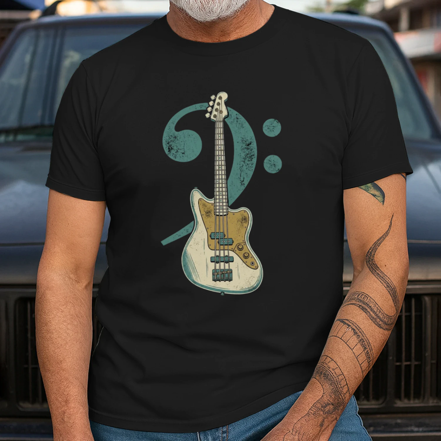 Bass Clef Guitar Graphic Tee