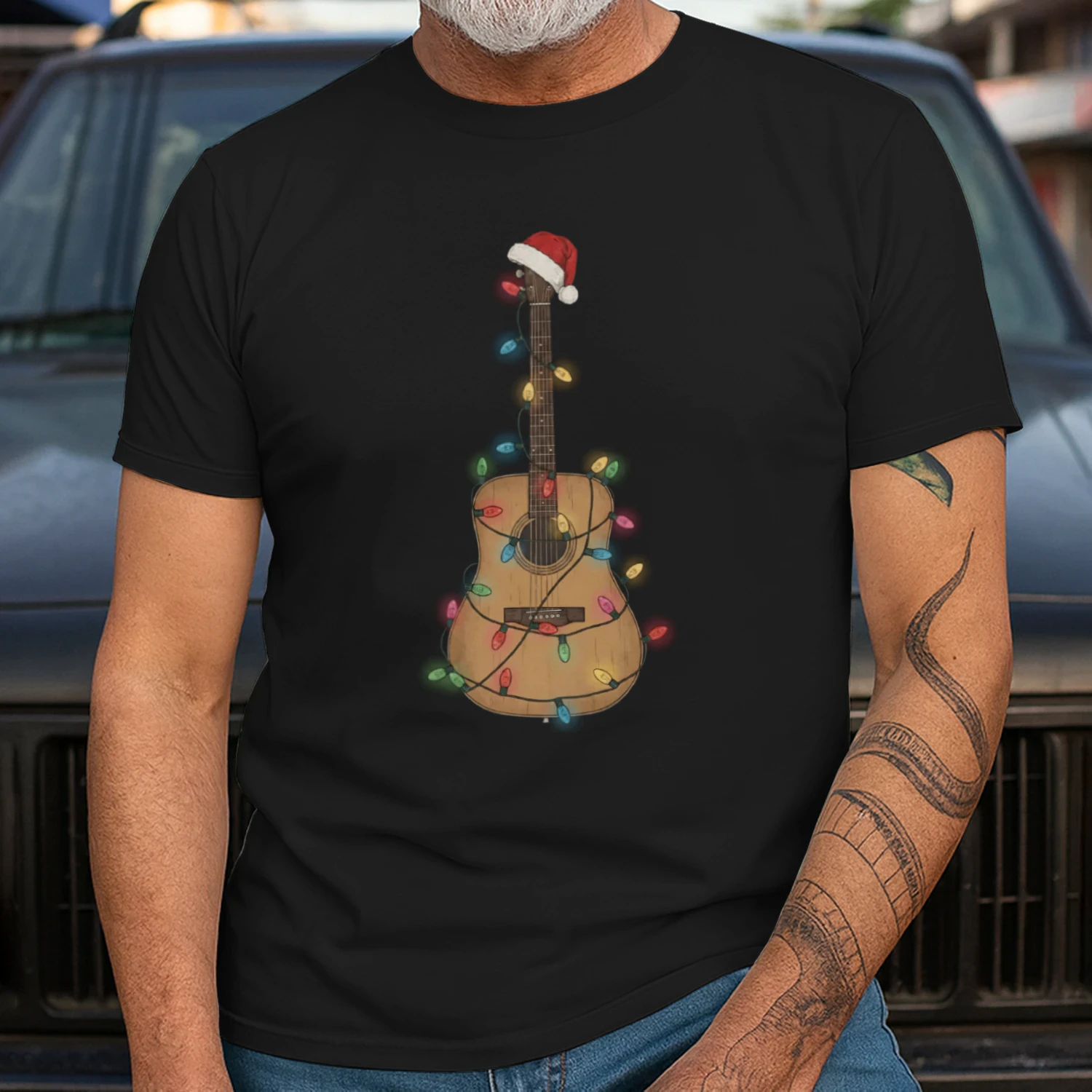 Christmas Guitar Lights Santa Hat